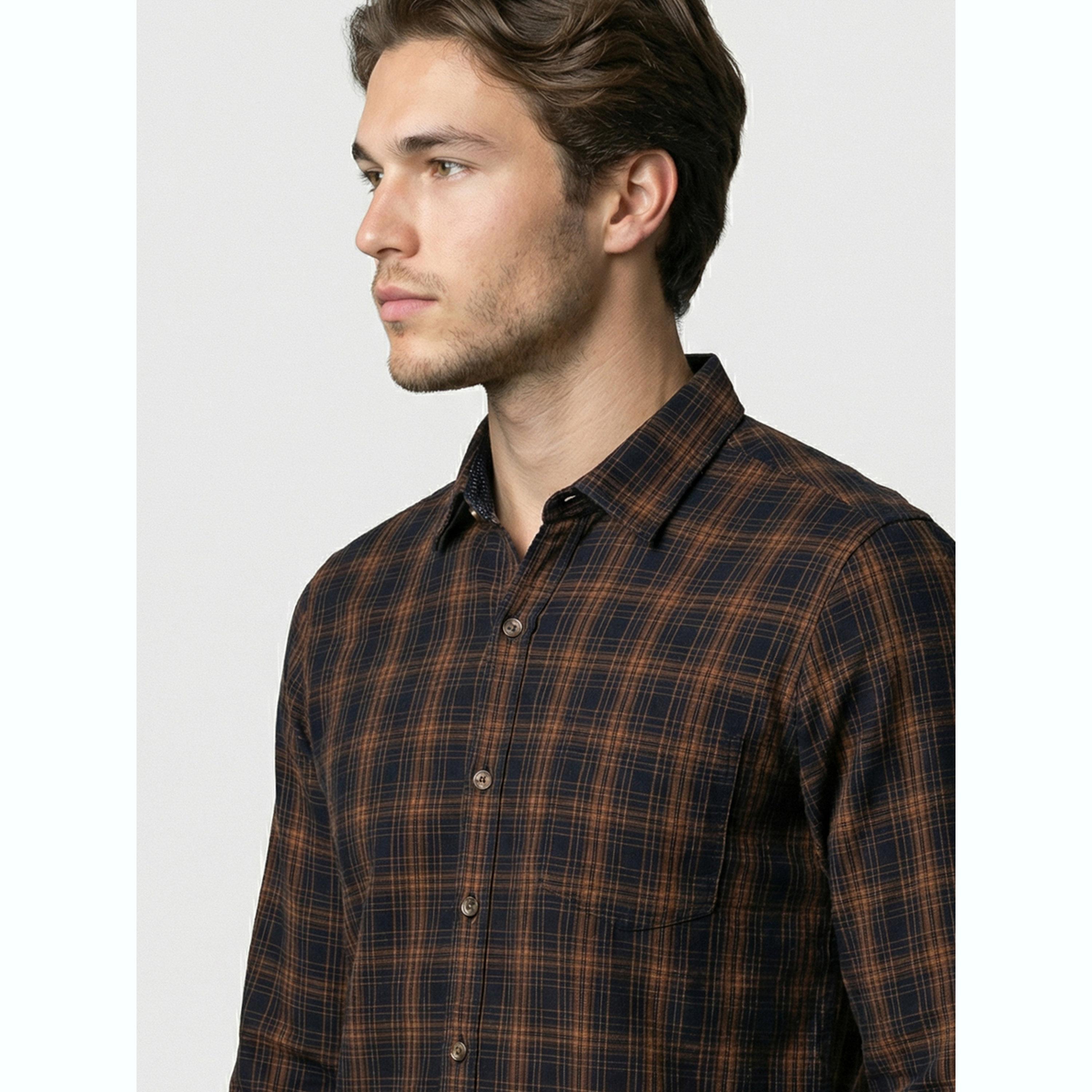 قميص فلانيل كاروهات رجالي لون كحلي-men-clothing-shirts-image-6