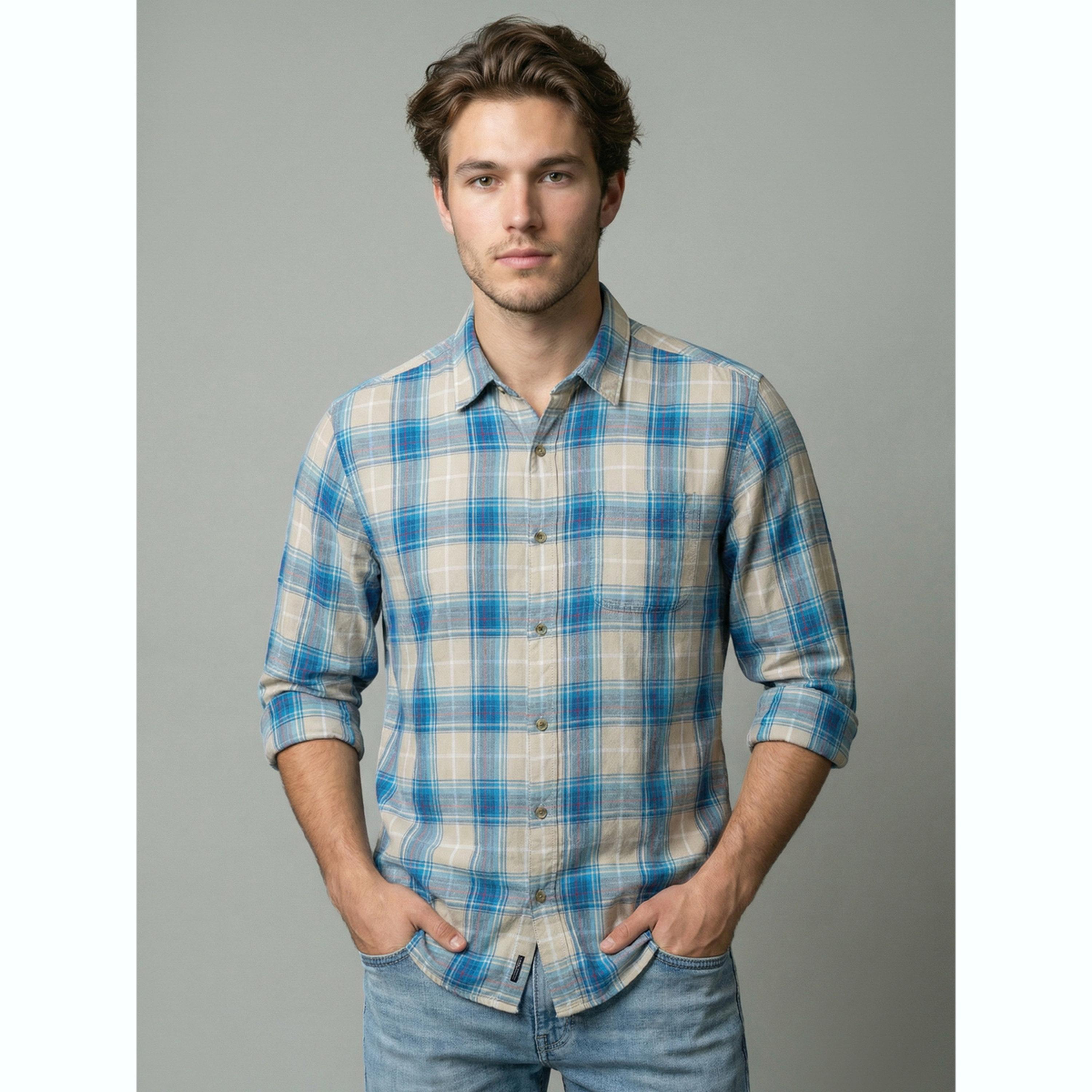 قميص بأكمام طويلة ونمط مربعات رجالي-men-clothing-shirts-image-1