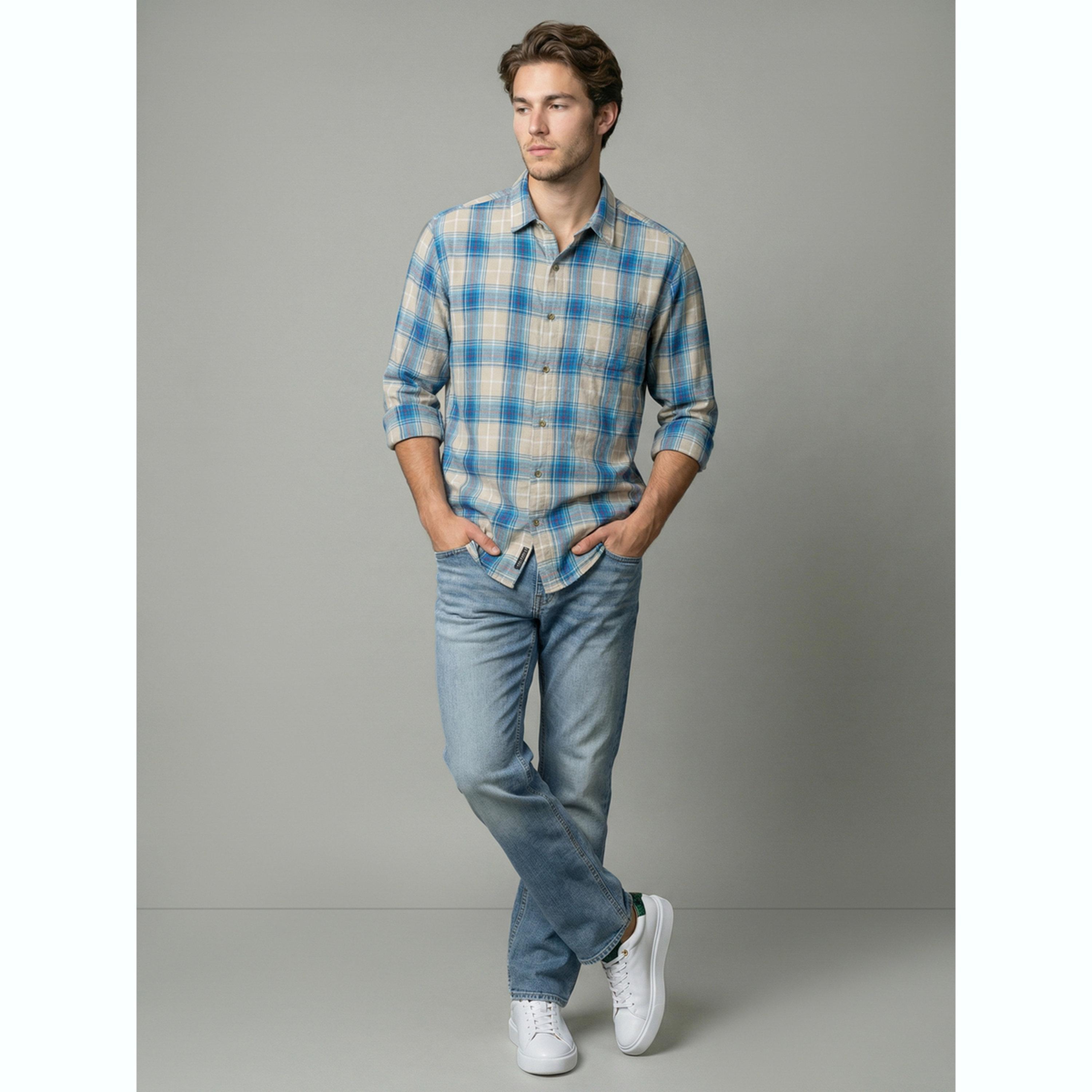 قميص بأكمام طويلة ونمط مربعات رجالي-men-clothing-shirts-image-2