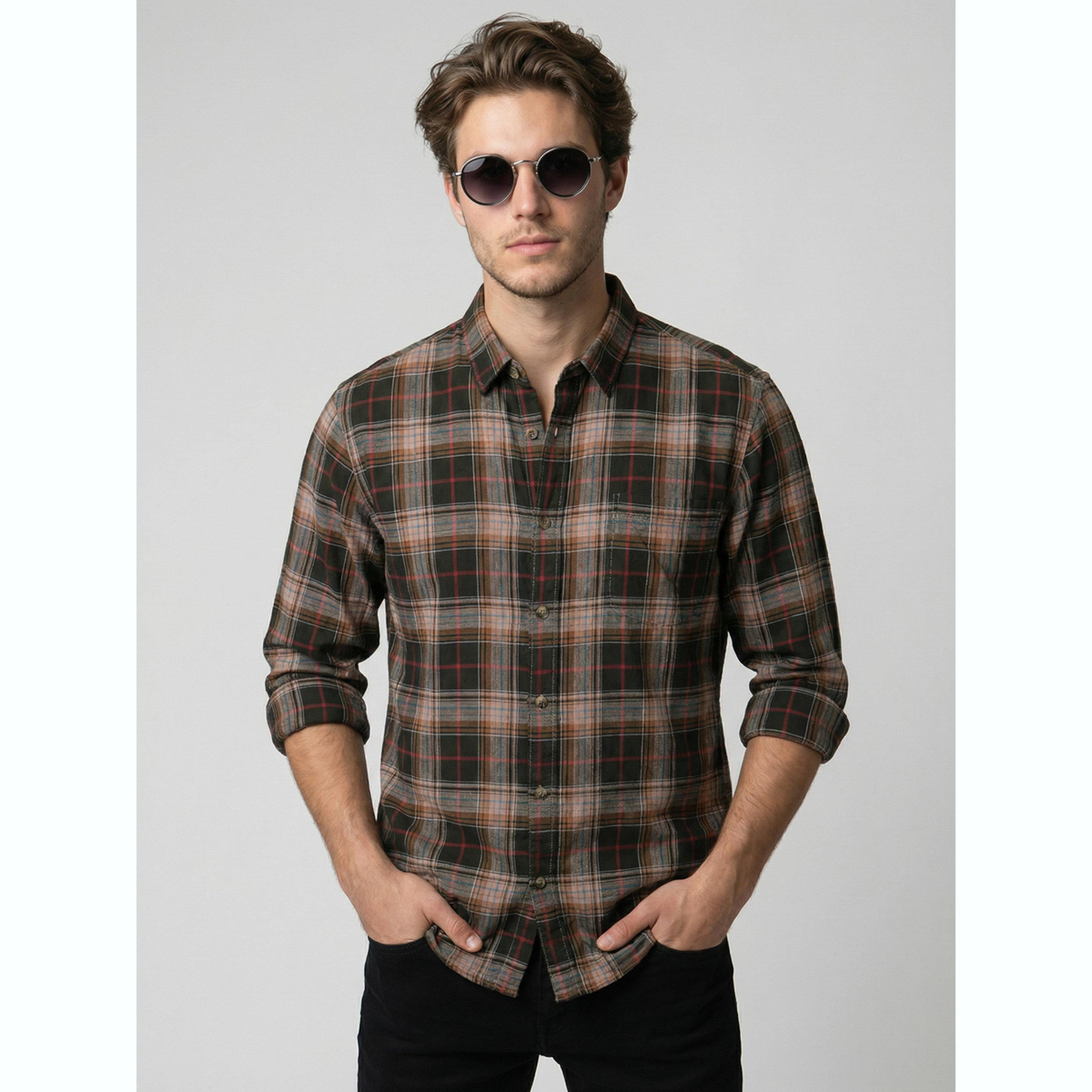 Take Two Men Plaid Flannel Regular Shirt-men-clothing-shirts-image-1