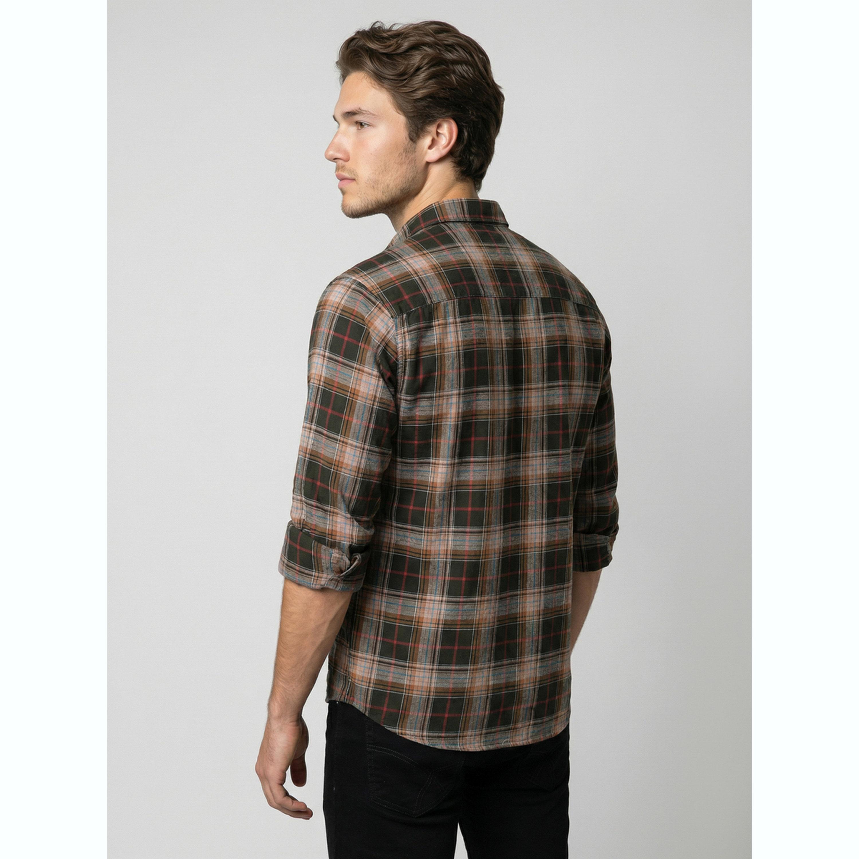 قميص فلانيل بقصة عادية ونمط مربعات رجالي-men-clothing-shirts-image-5