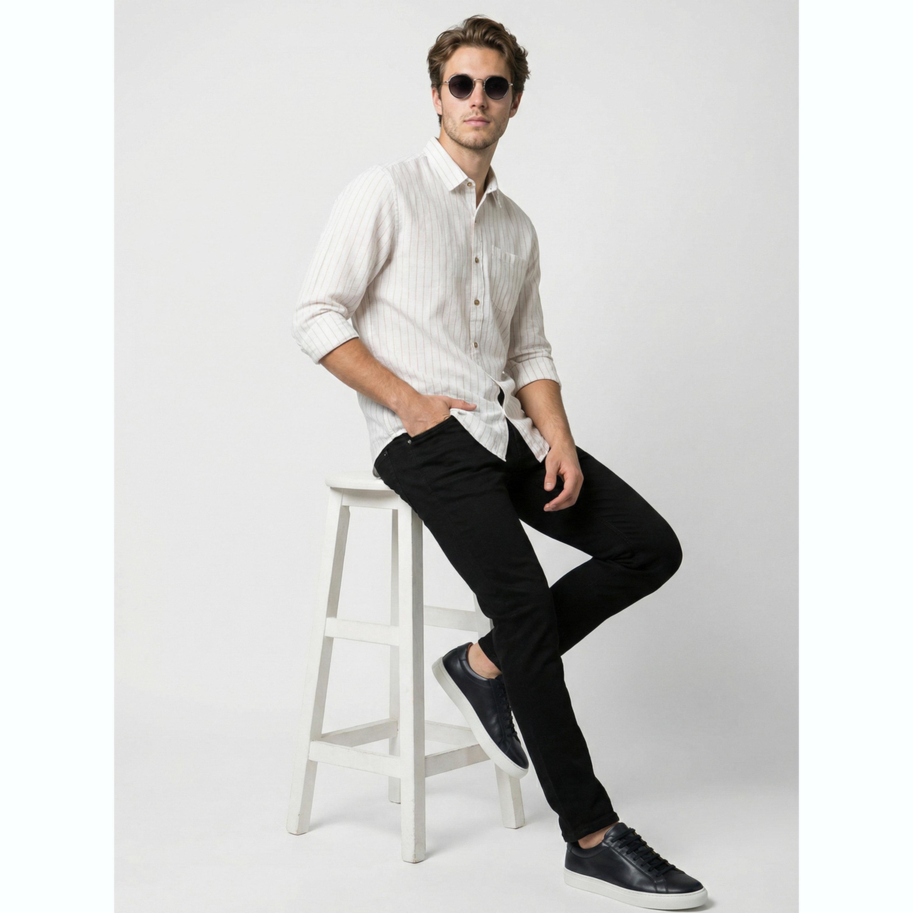 قميص أبيض مخطط بياقة مفرودة-men-clothing-shirts-image-2