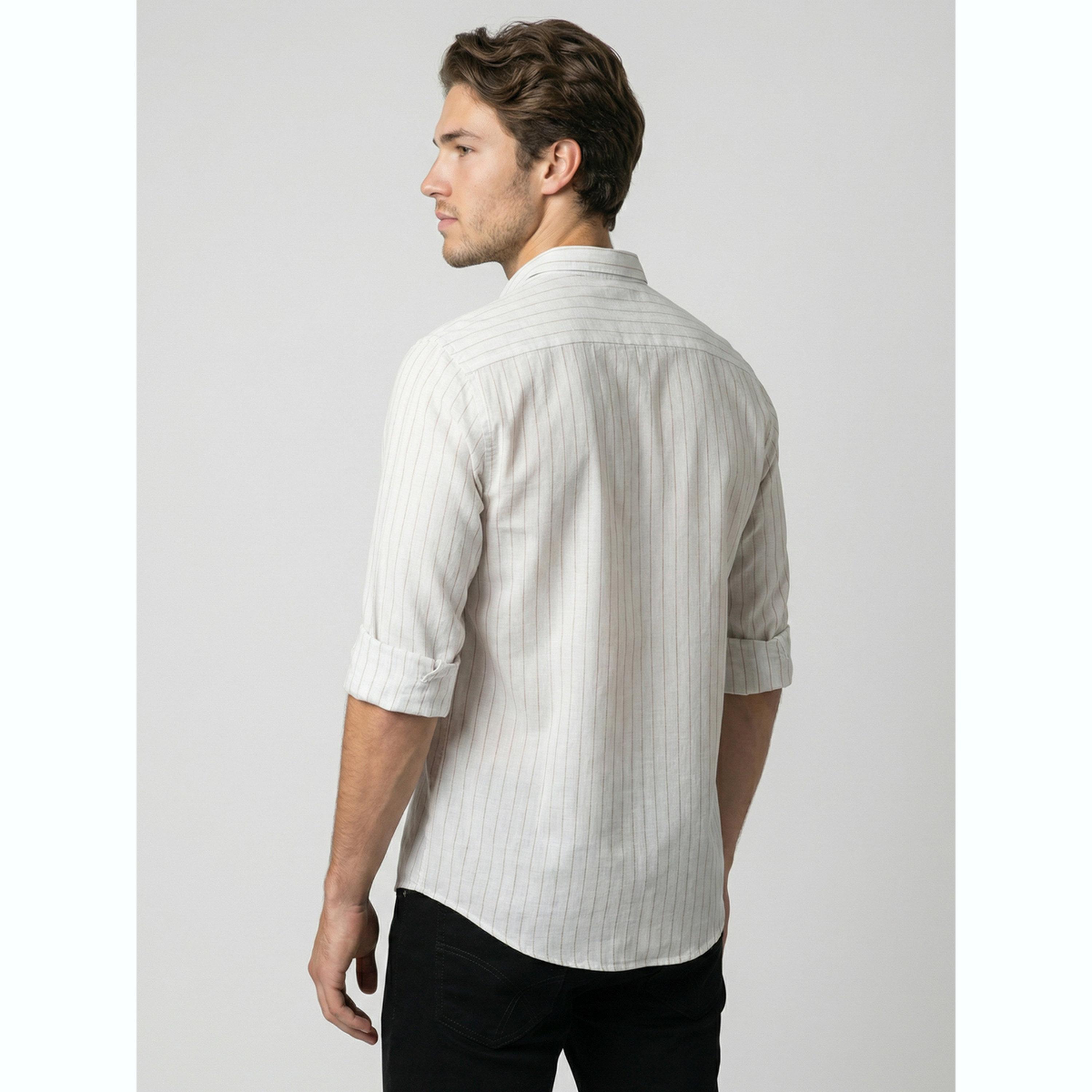 Take Two Men White Striped Spread Collar Shirt-men-clothing-shirts-image-5