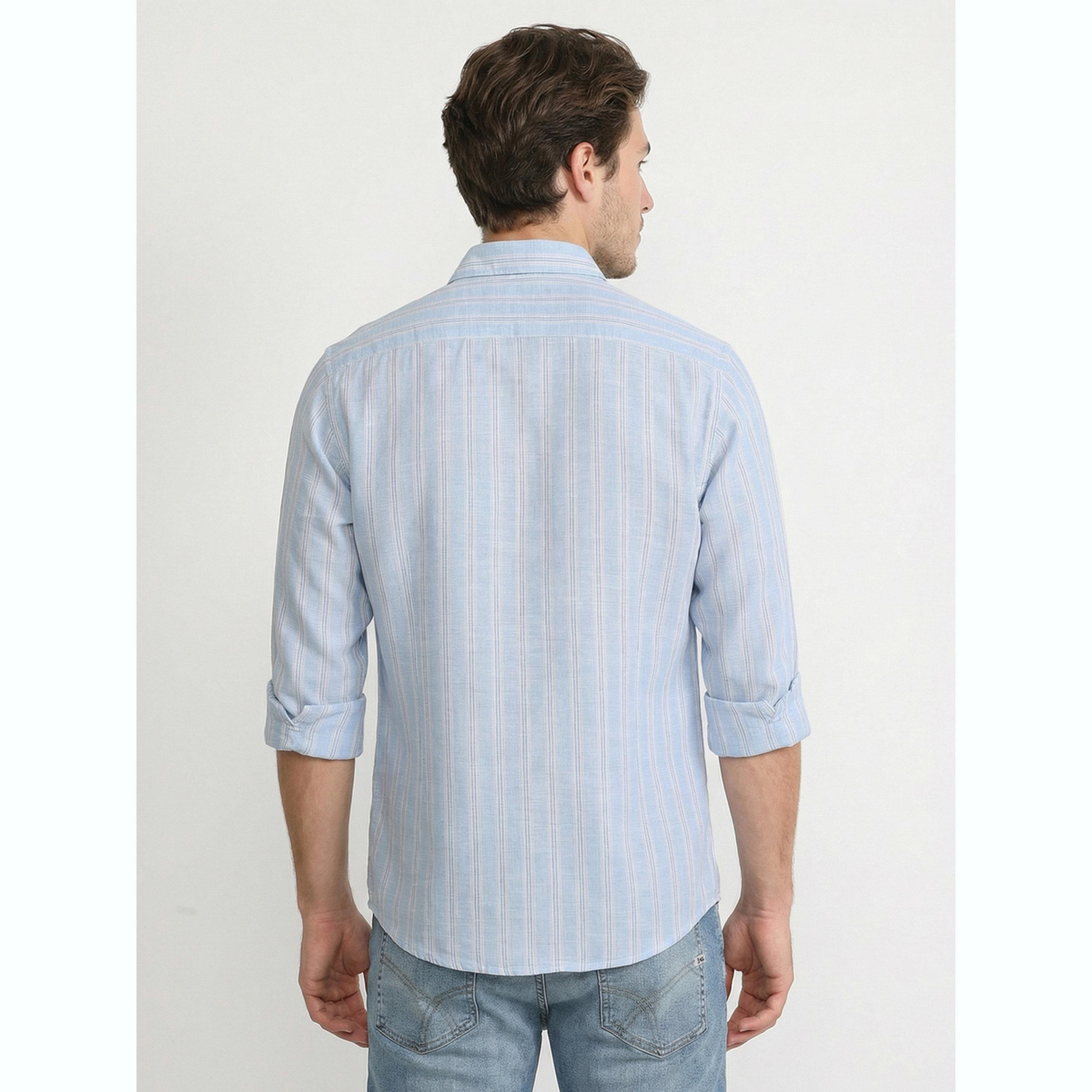 Take Two Men Light Blue Striped Linen Shirt-men-clothing-shirts-image-5