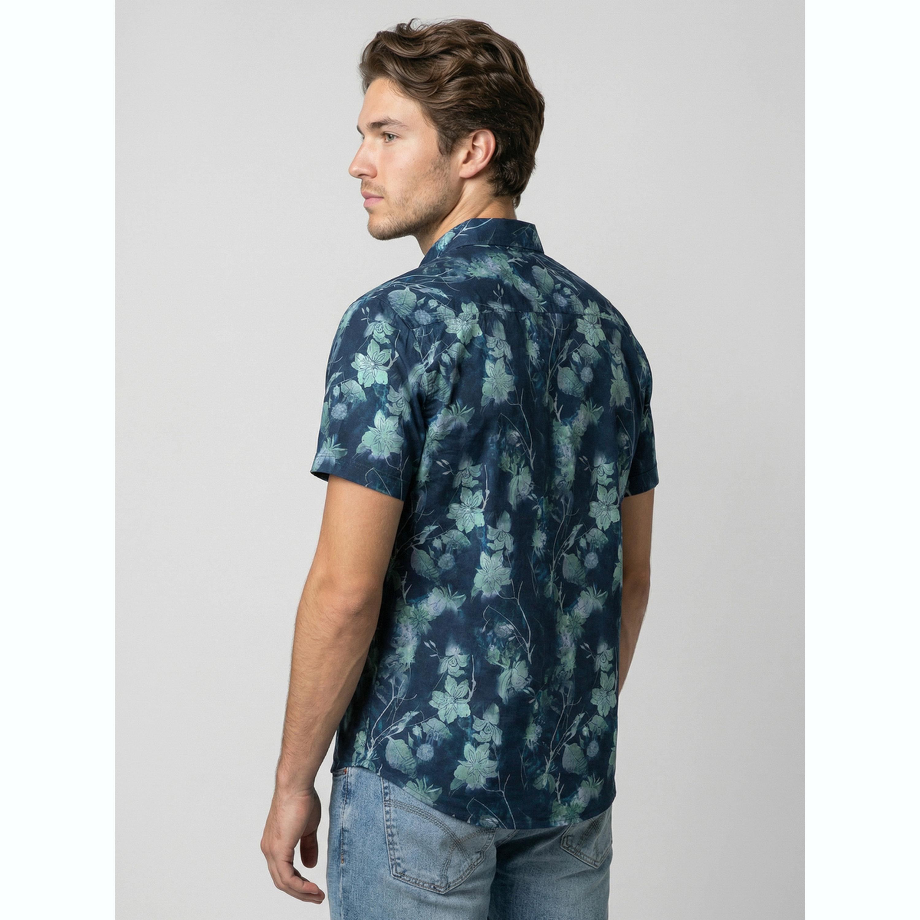 Take Two Men Blue Floral Print Short Sleeve Shirt-men-clothing-shirts-image-5