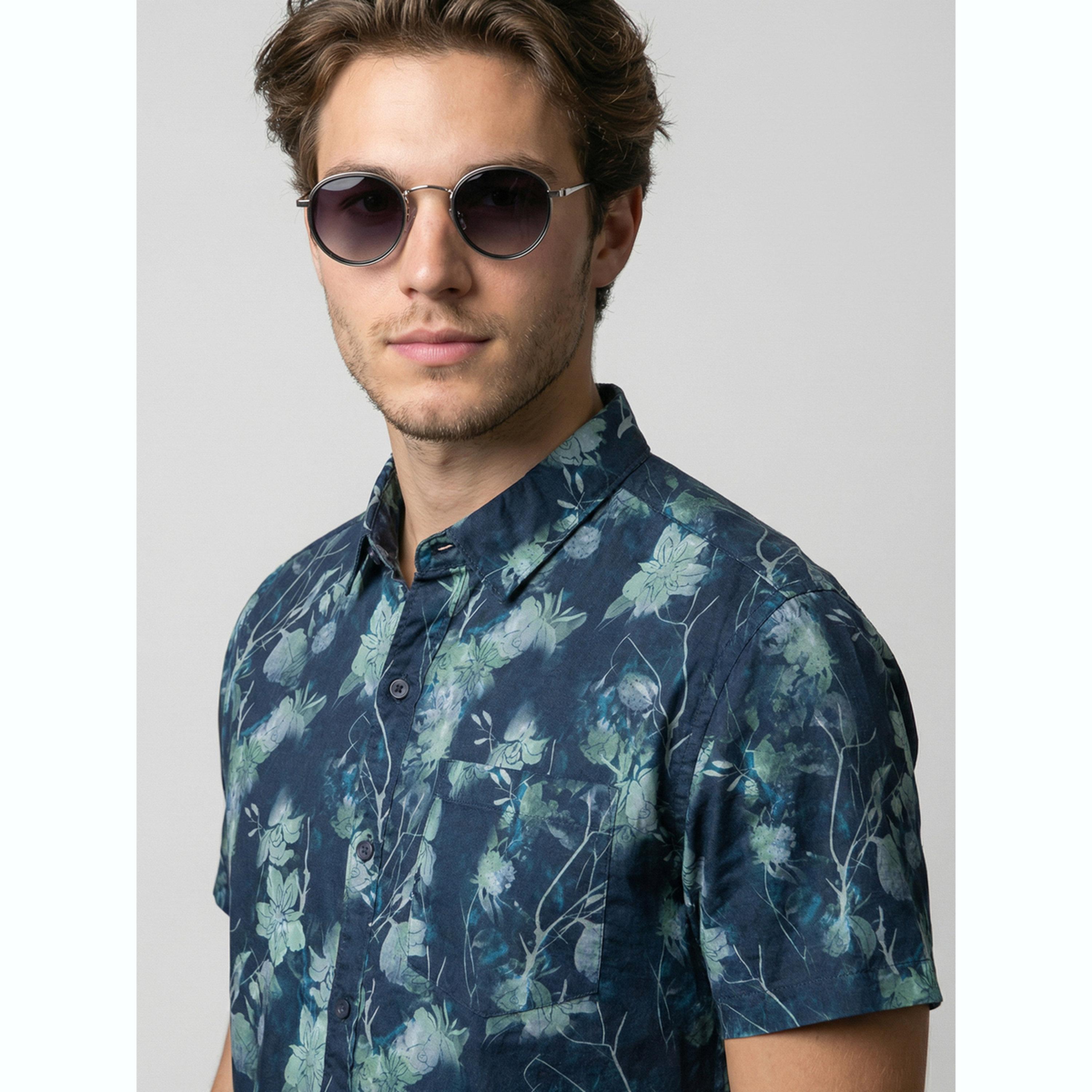 قميص أزرق بنقشة الزهور وأكمام قصيرة-men-clothing-shirts-image-6