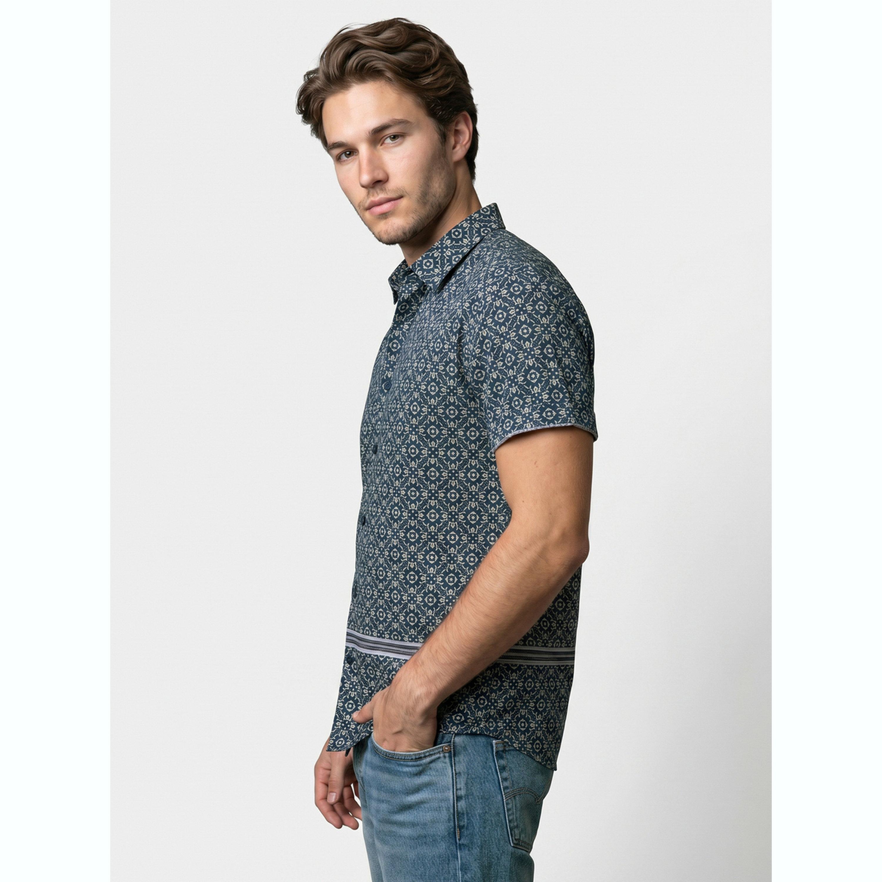قميص أزرق بنقشات وأكمام قصيرة-men-clothing-shirts-image-3