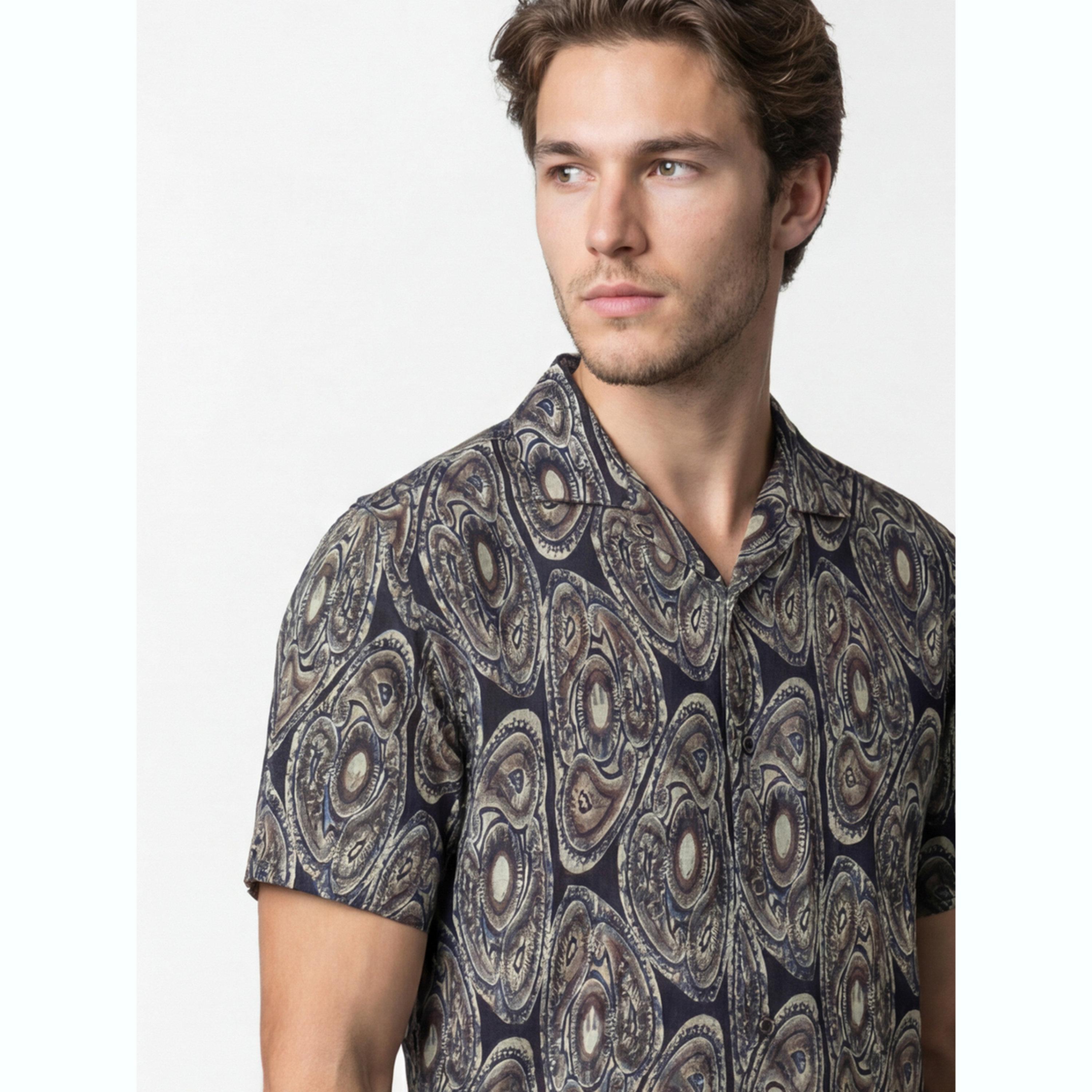 قميص بطبعة بيزلي بياقة كوبية-men-clothing-shirts-image-6