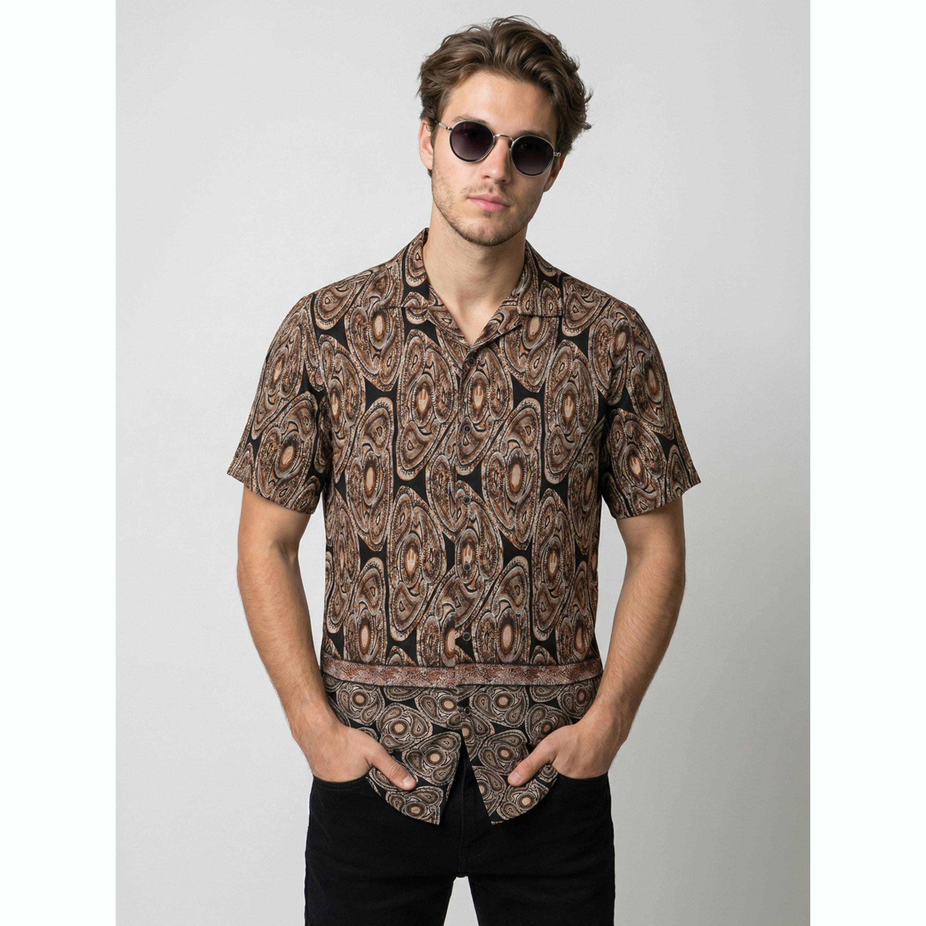 قميص مطبوع بياقة كوبية-men-clothing-shirts-image-1