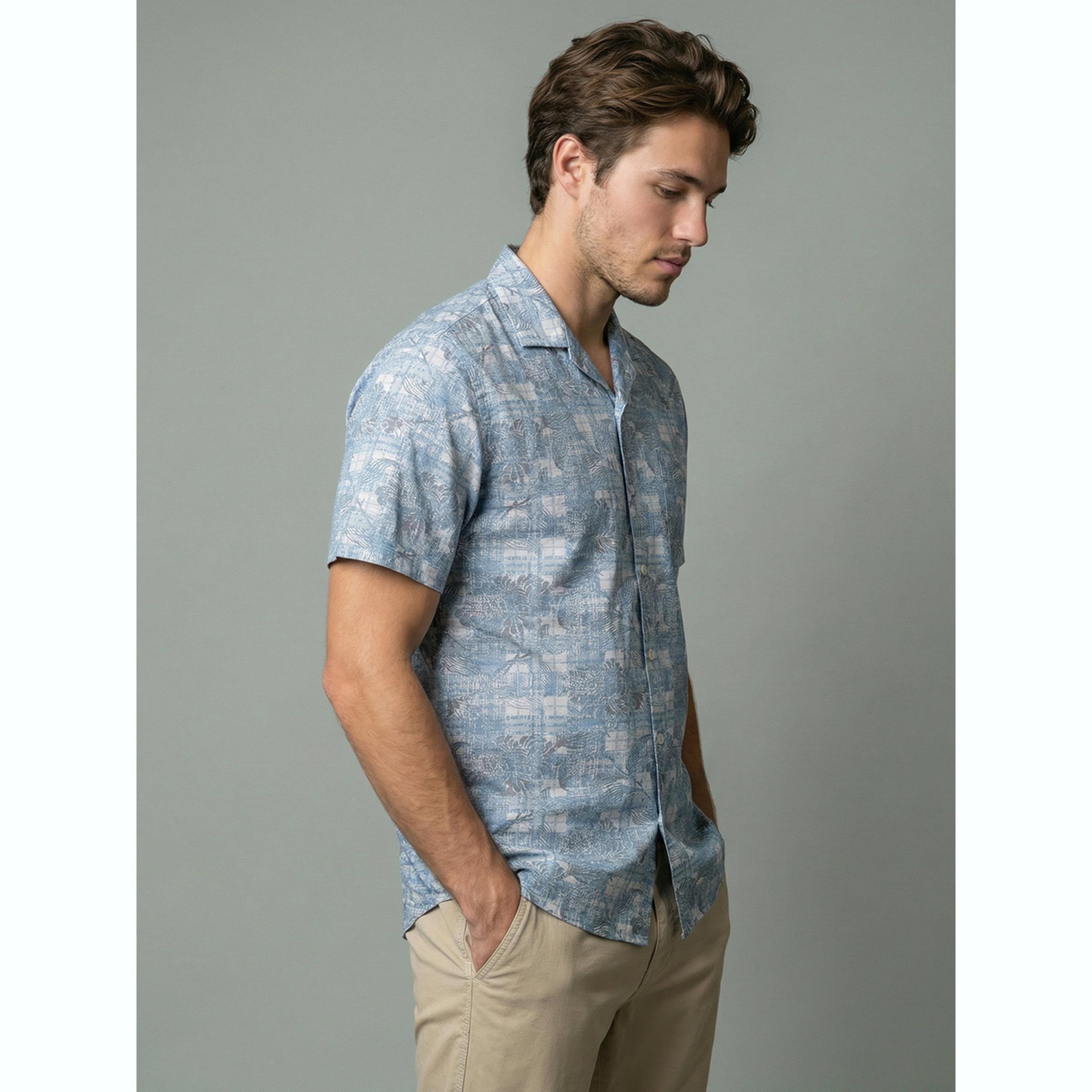 قميص أزرق مطبوع بياقة كوبية-men-clothing-shirts-image-3