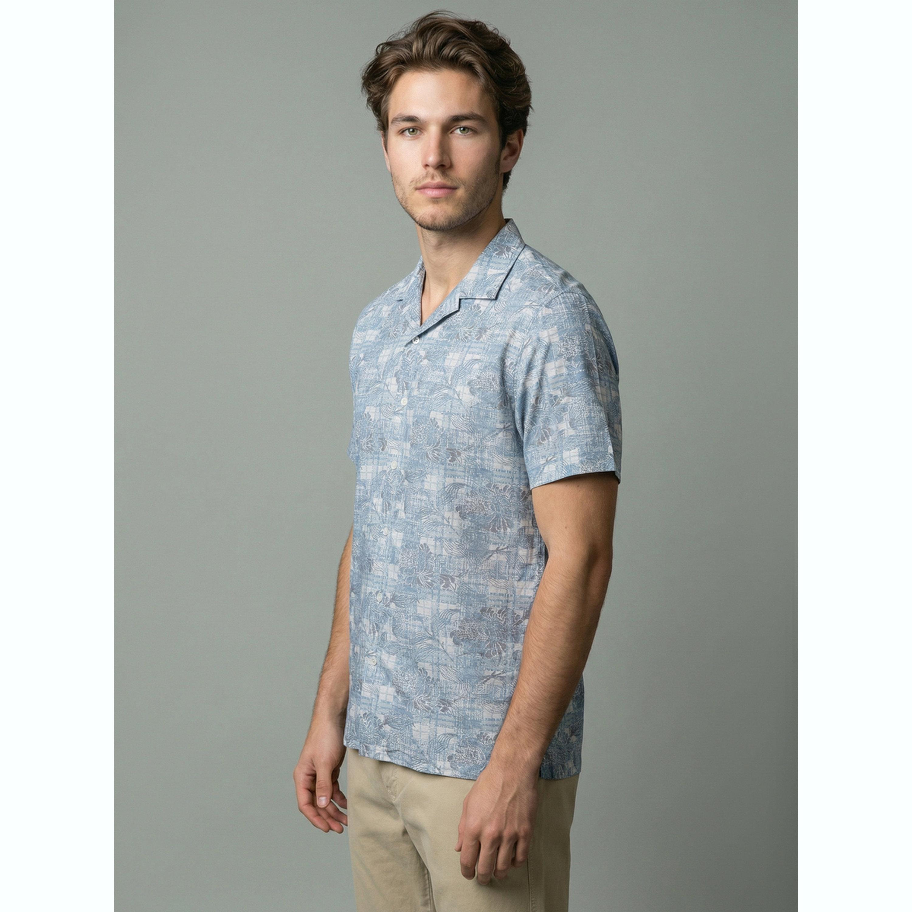 قميص أزرق مطبوع بياقة كوبية-men-clothing-shirts-image-4