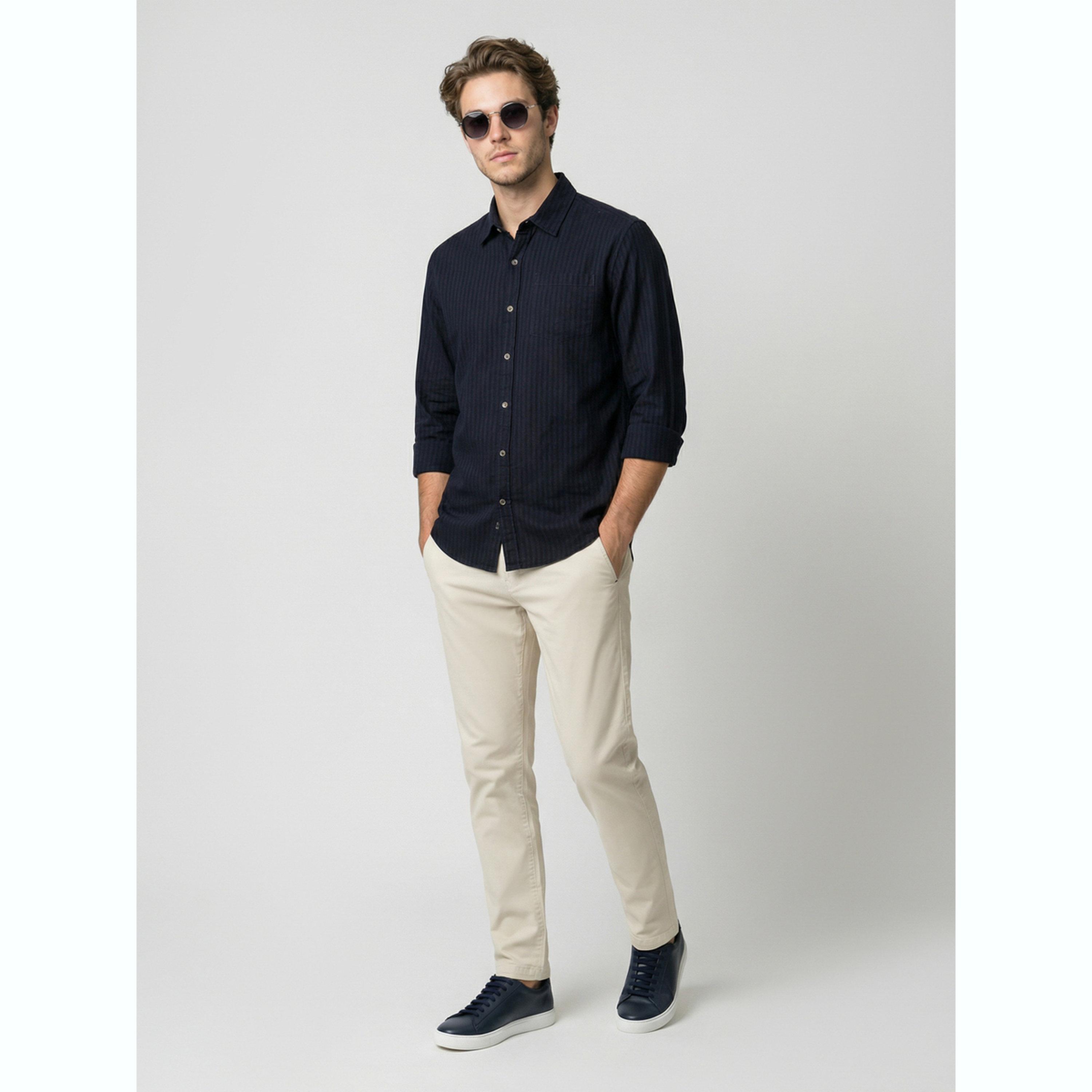 قميص كحلي مخطط بياقة مفرودة-men-clothing-shirts-image-2