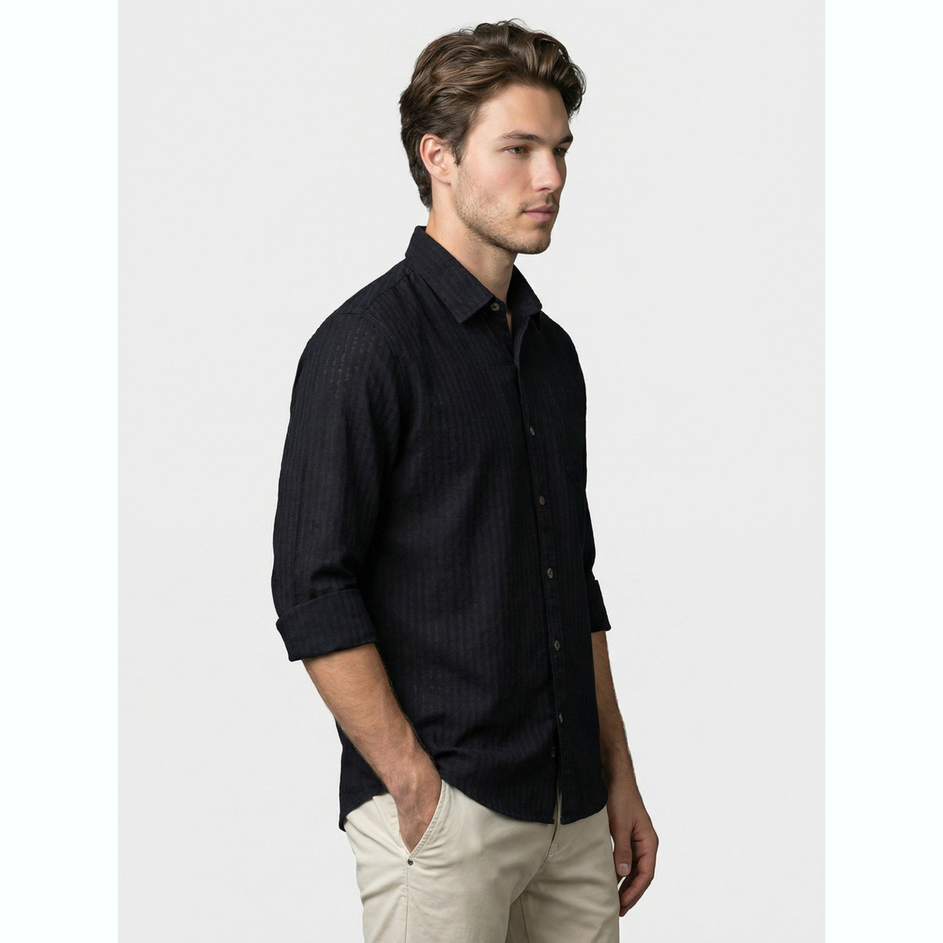 قميص كحلي مخطط بياقة مفرودة-men-clothing-shirts-image-3