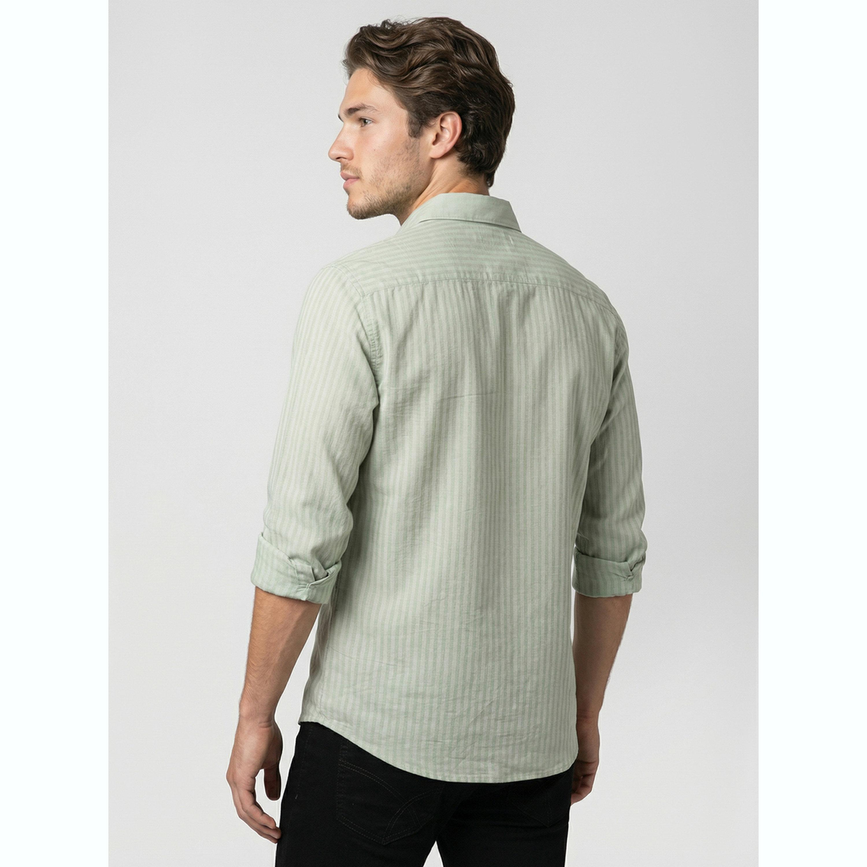 قميص أخضر مريمي مخطط بياقة مفرودة-men-clothing-shirts-image-5