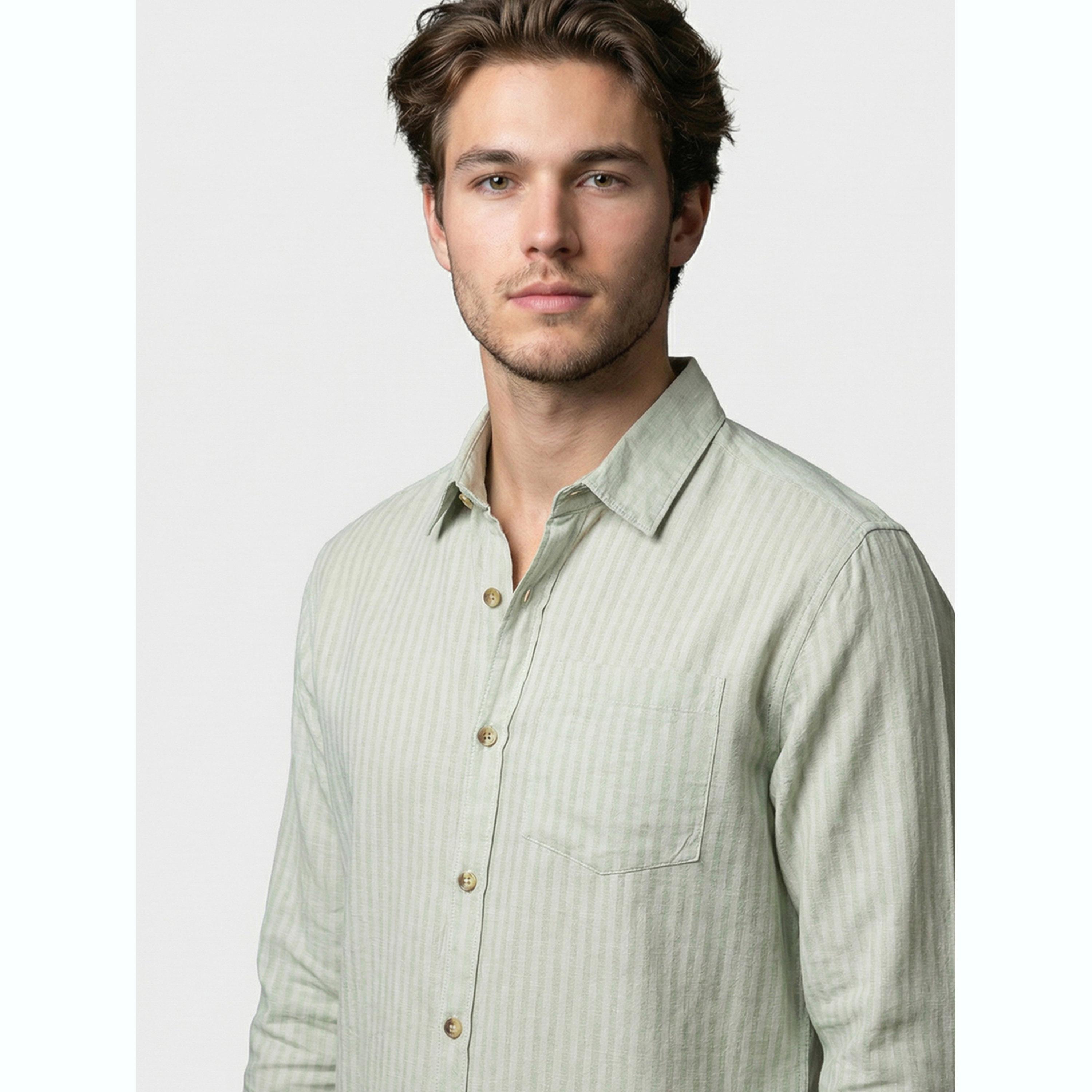 قميص أخضر مريمي مخطط بياقة مفرودة-men-clothing-shirts-image-6