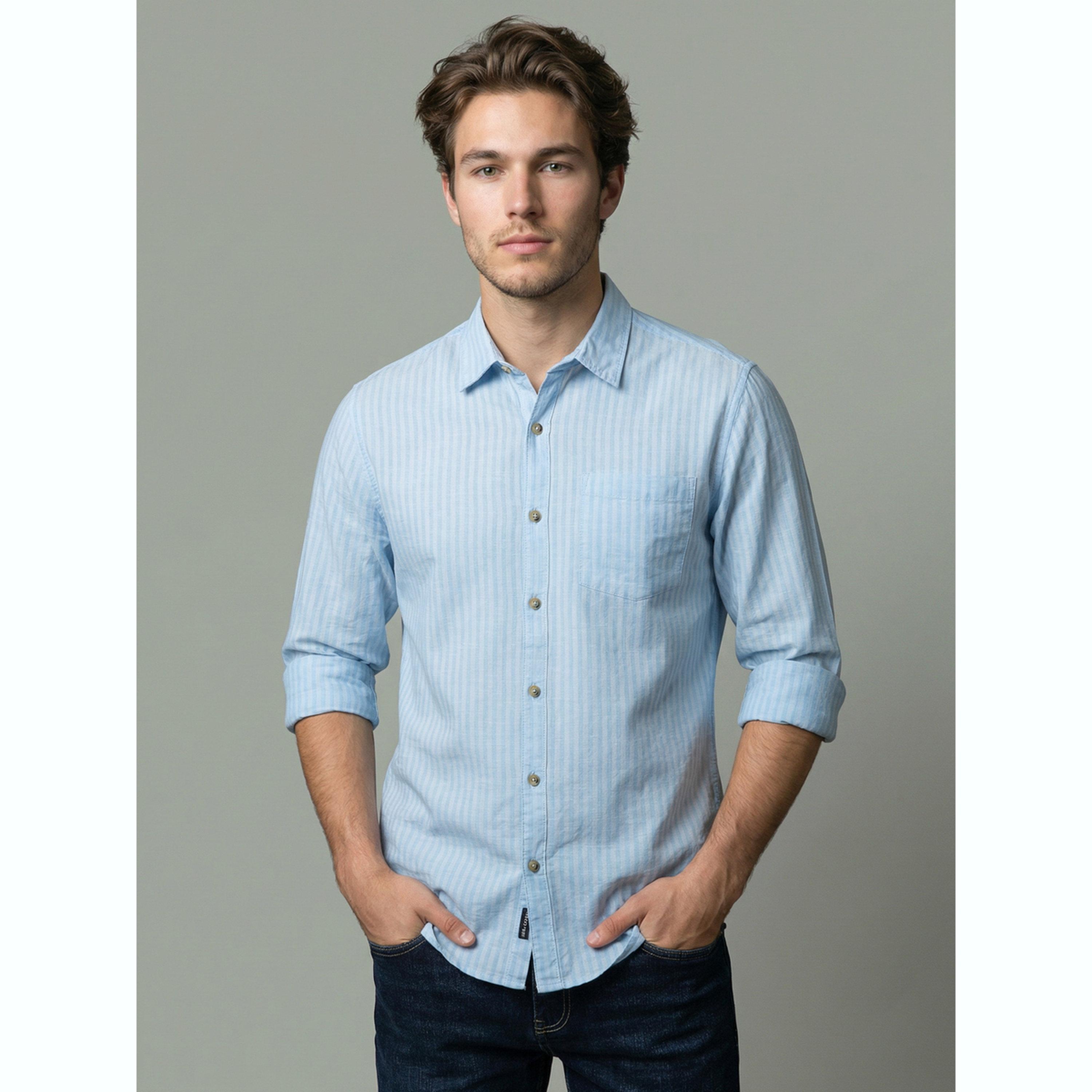 قميص كتان أزرق فاتح مخطط-men-clothing-shirts-image-1