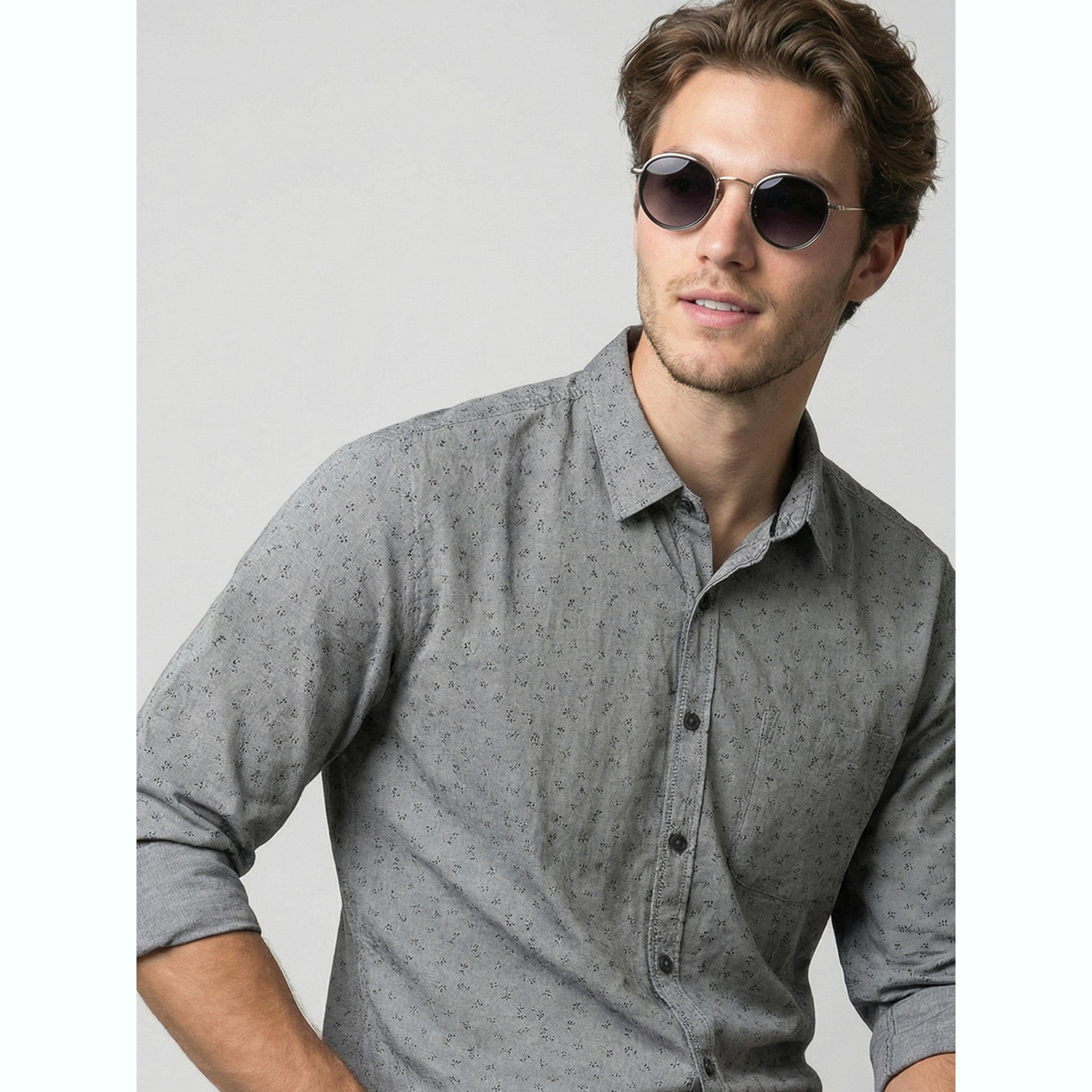 قميص رمادي مطبوع بياقة مفرودة-men-clothing-shirts-image-6