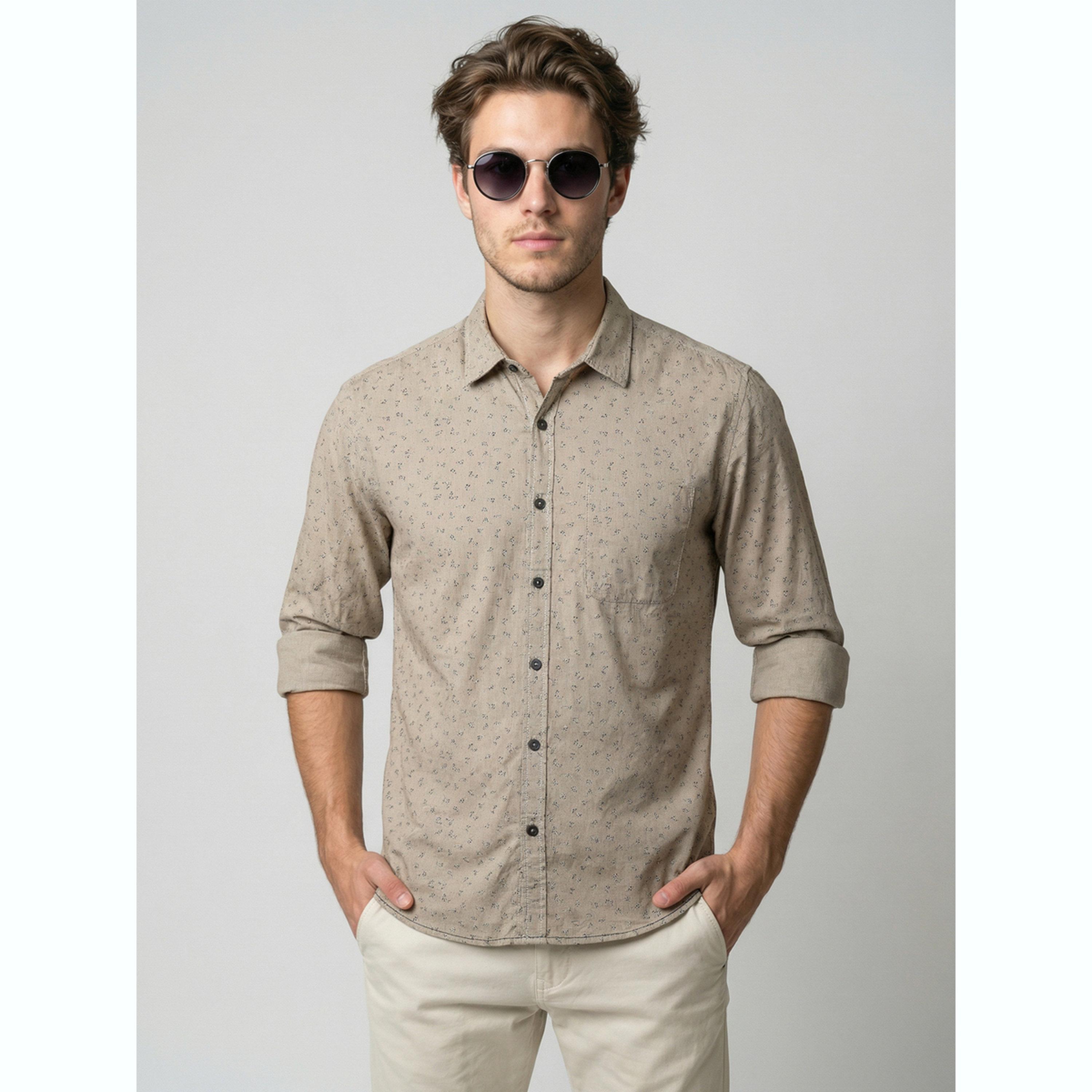 قميص بيج بنقشة الزهور وأكمام طويلة-men-clothing-shirts-image-1