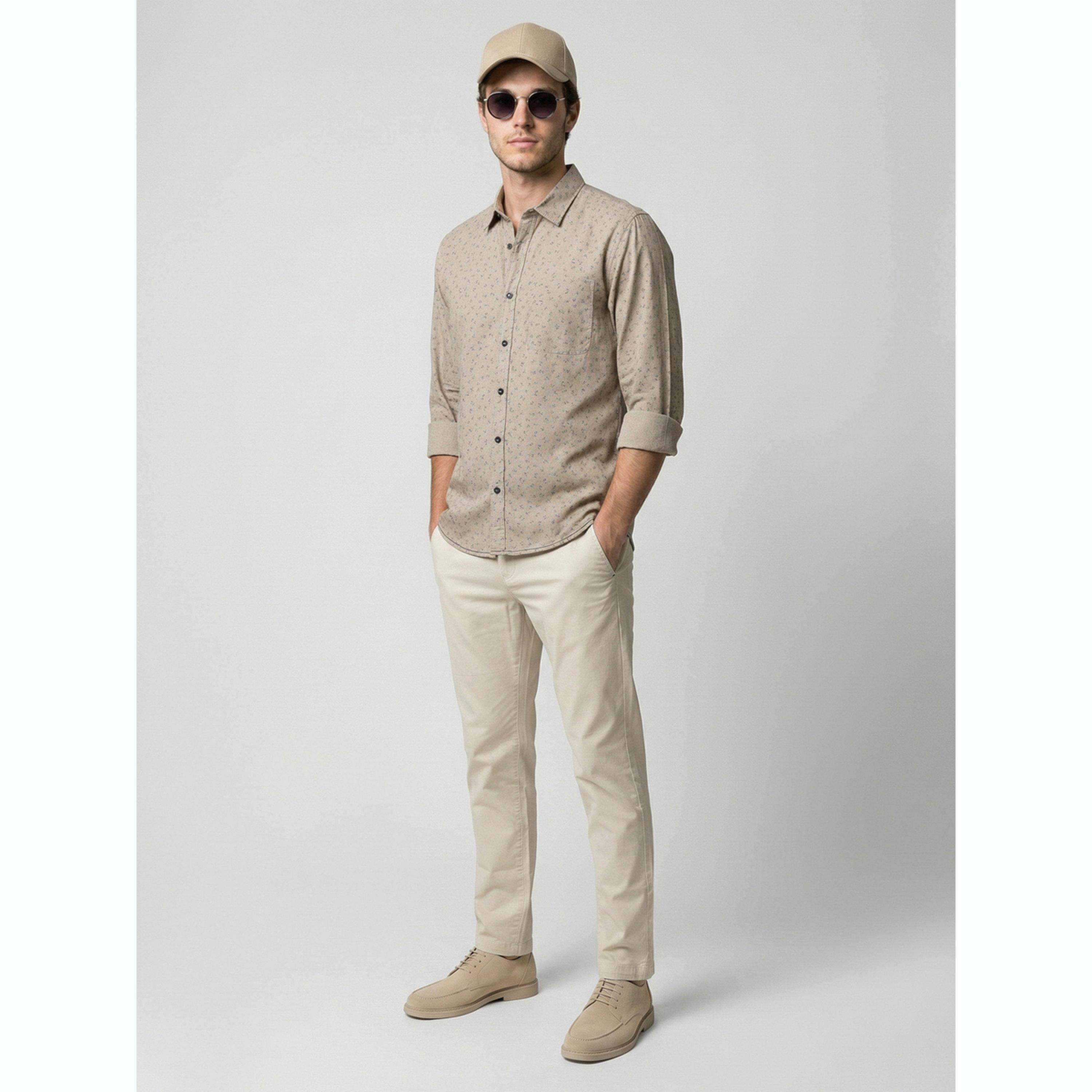 قميص بيج بنقشة الزهور وأكمام طويلة-men-clothing-shirts-image-2