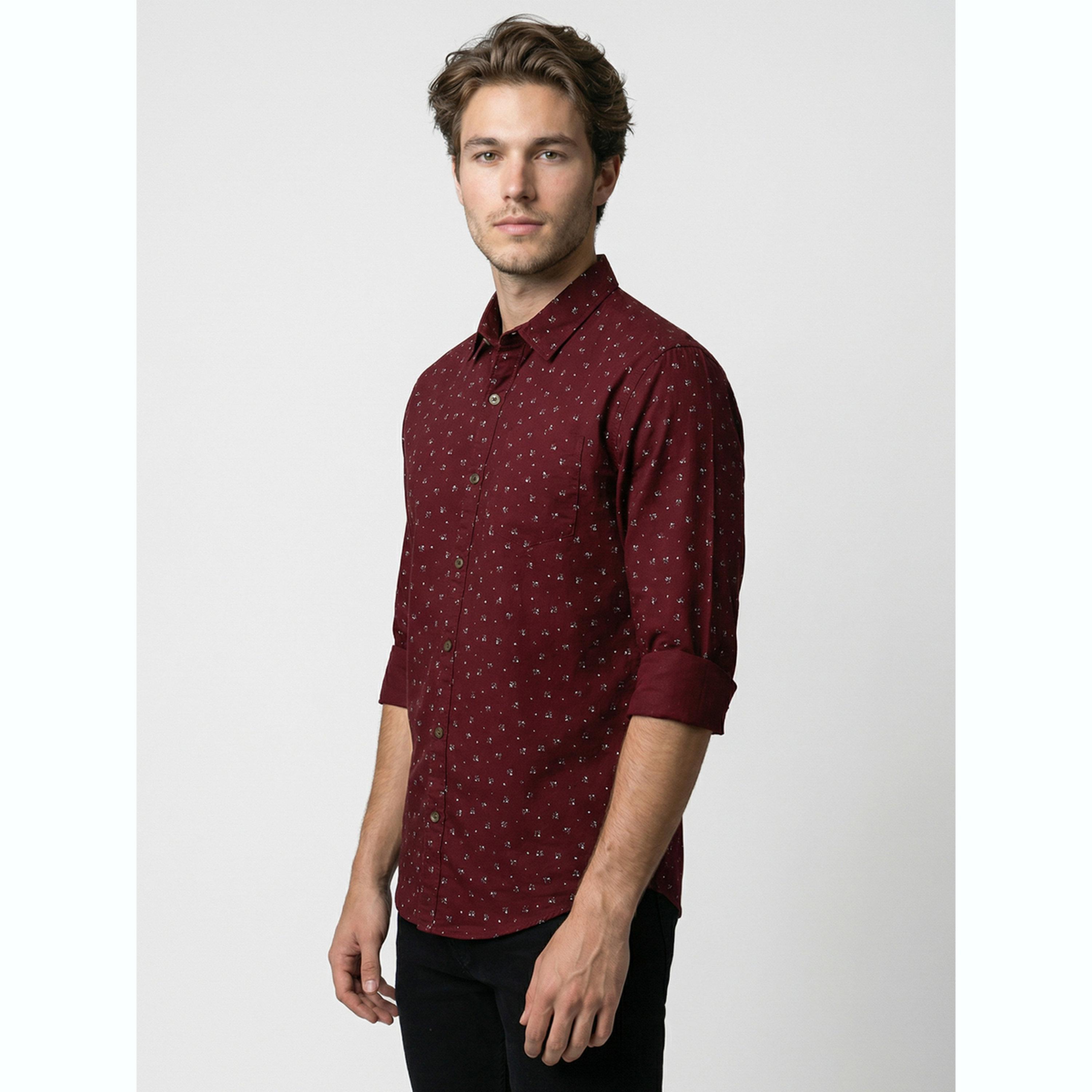 قميص عنابي مطبوع وأكمام طويلة-men-clothing-shirts-image-3