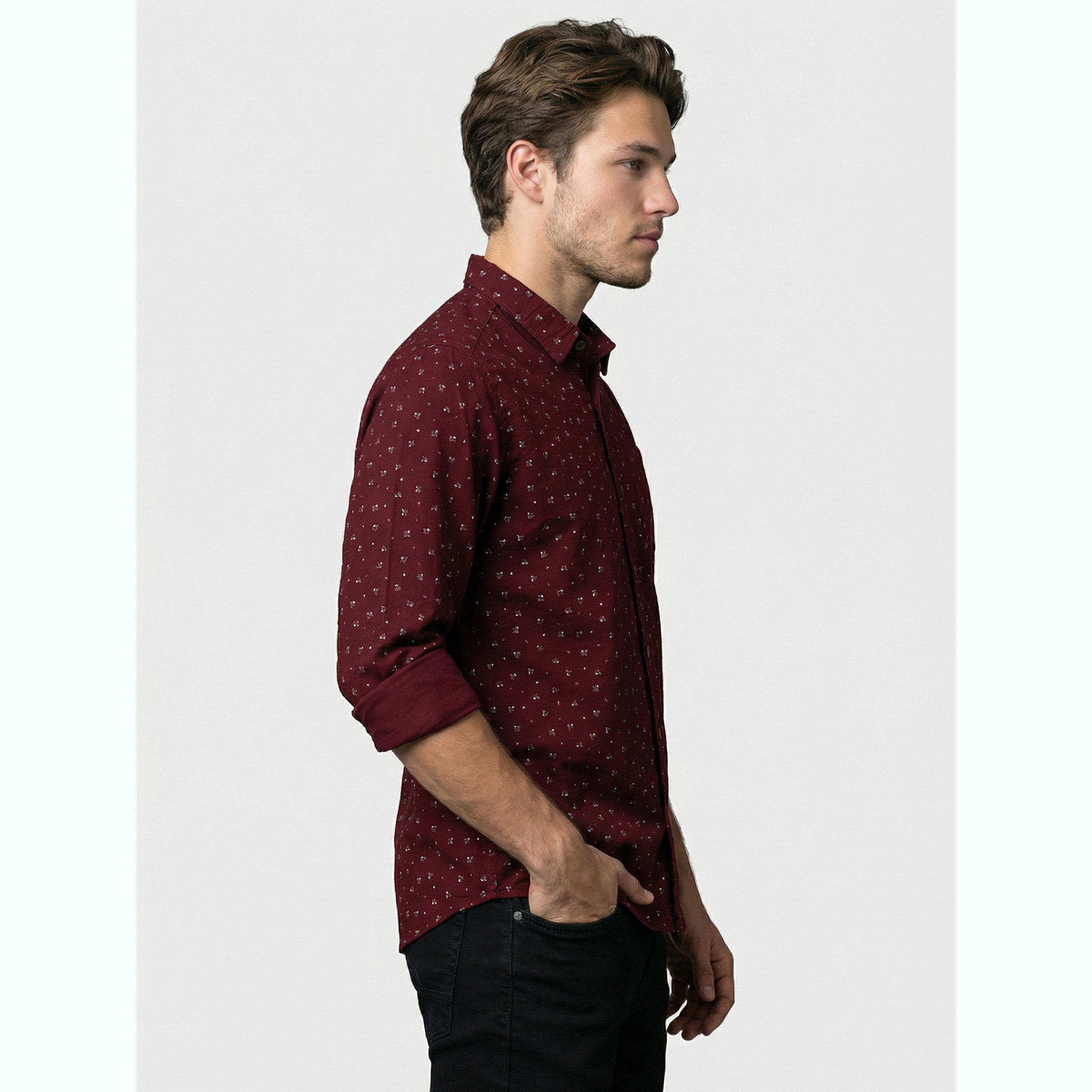 قميص عنابي مطبوع وأكمام طويلة-men-clothing-shirts-image-4