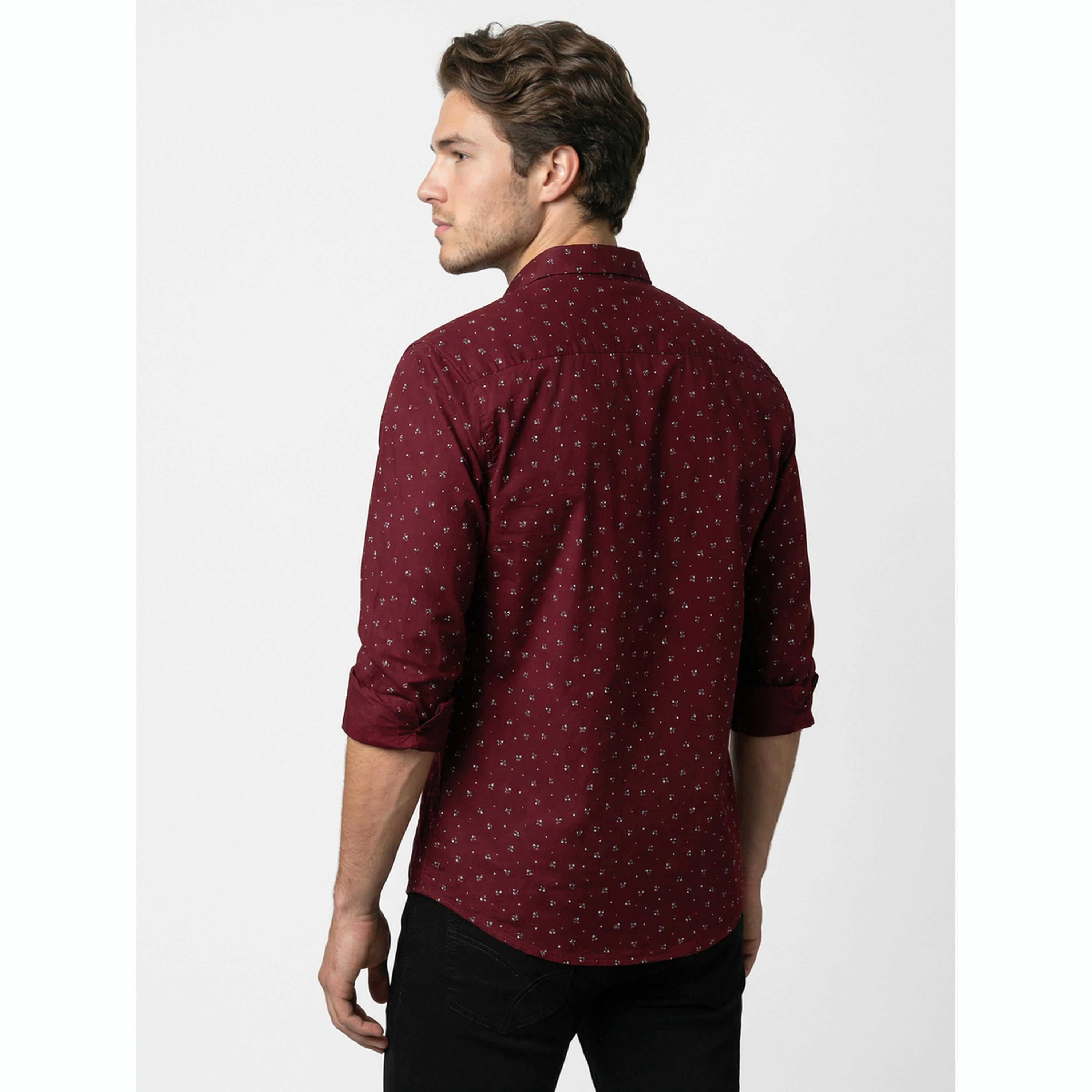 قميص عنابي مطبوع وأكمام طويلة-men-clothing-shirts-image-5