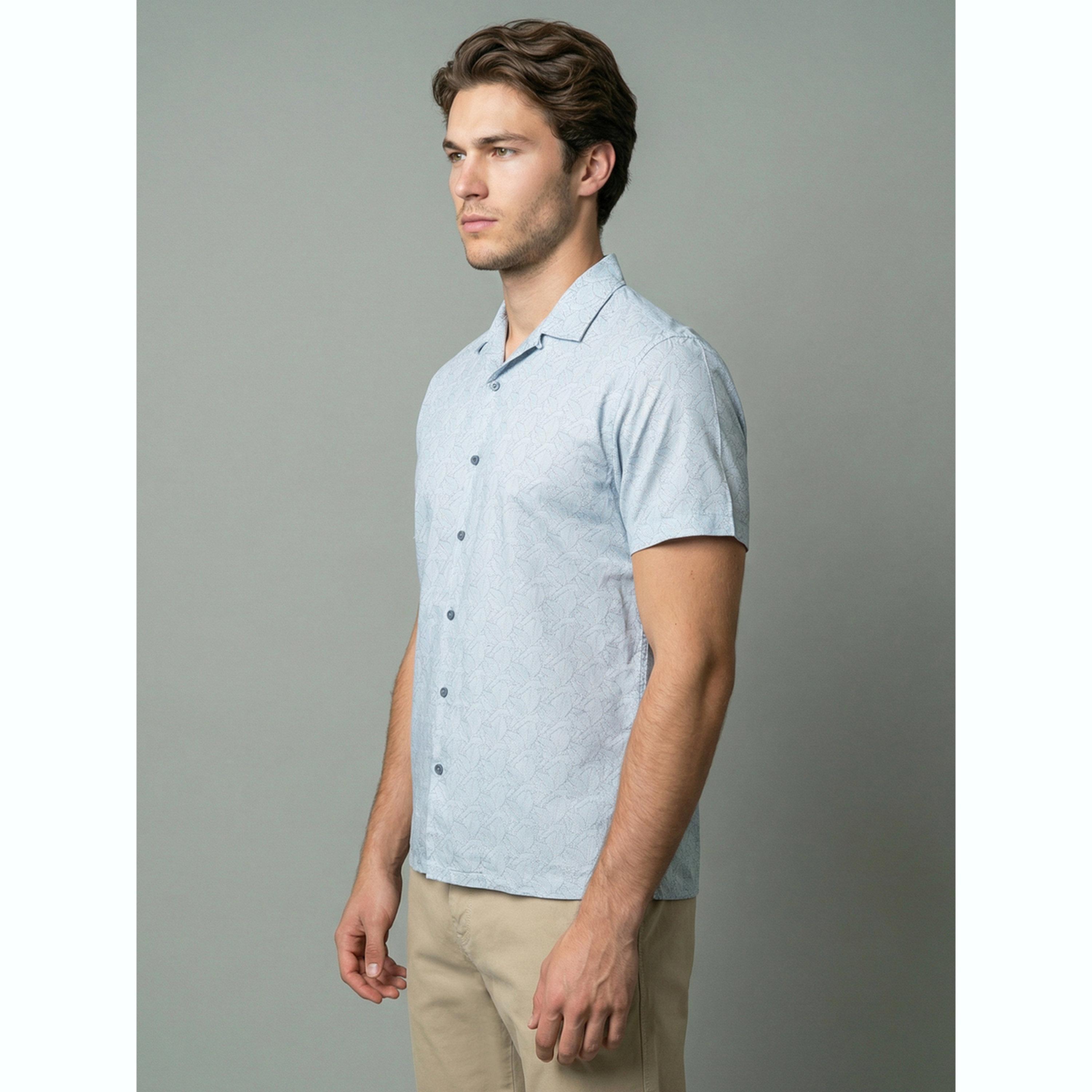 قميص أزرق فاتح مطبوع بياقة كوبية-men-clothing-shirts-image-4