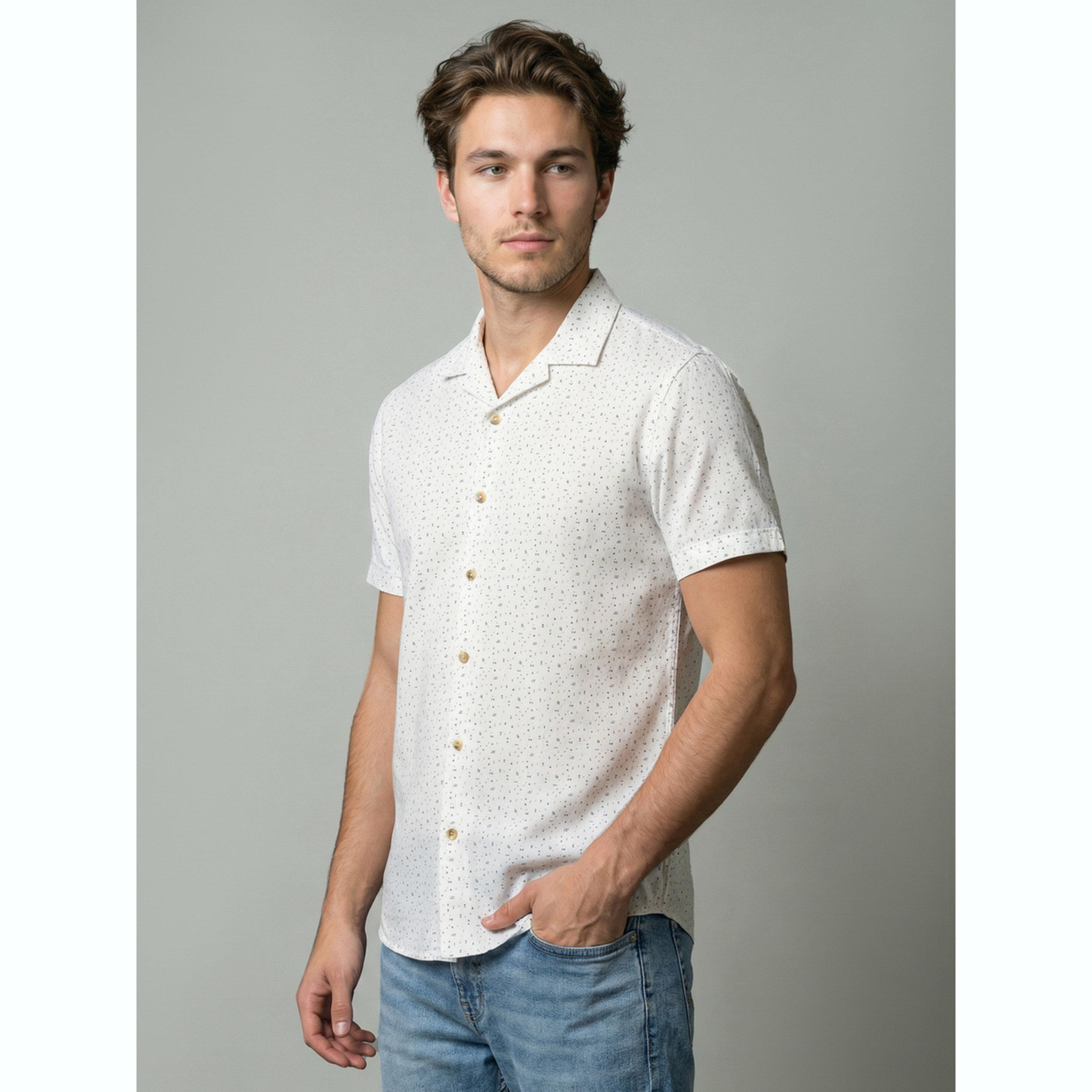 Take Two Men White Printed Cuban Collar Short Sleeve Shirt-men-clothing-shirts-image-3