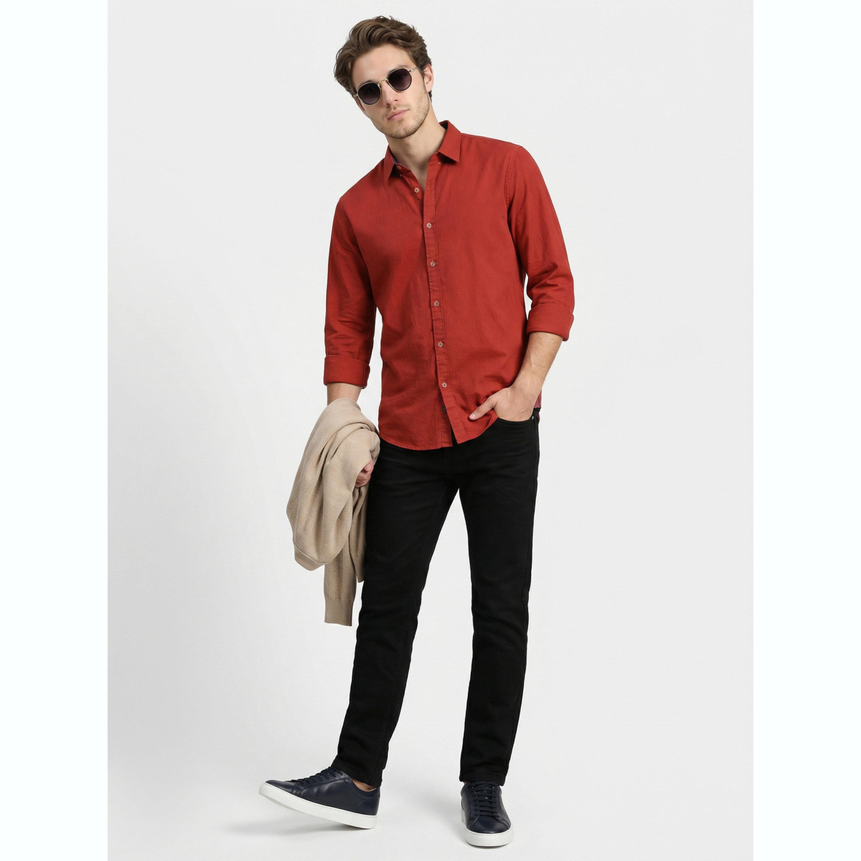 قميص أحمر بياقة مفرودة-men-clothing-shirts-image-2