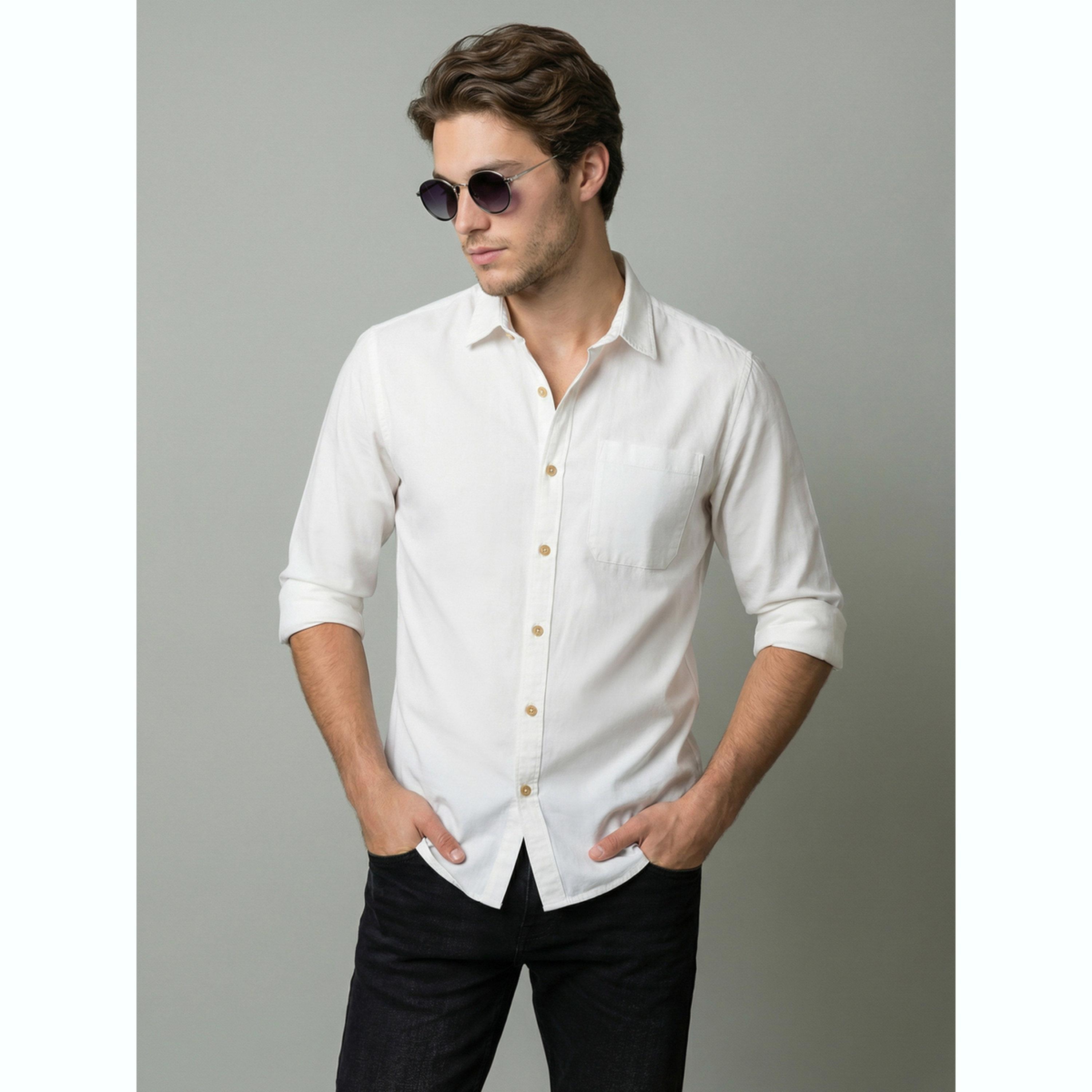 قميص أبيض بياقة مفرودة-men-clothing-shirts-image-1