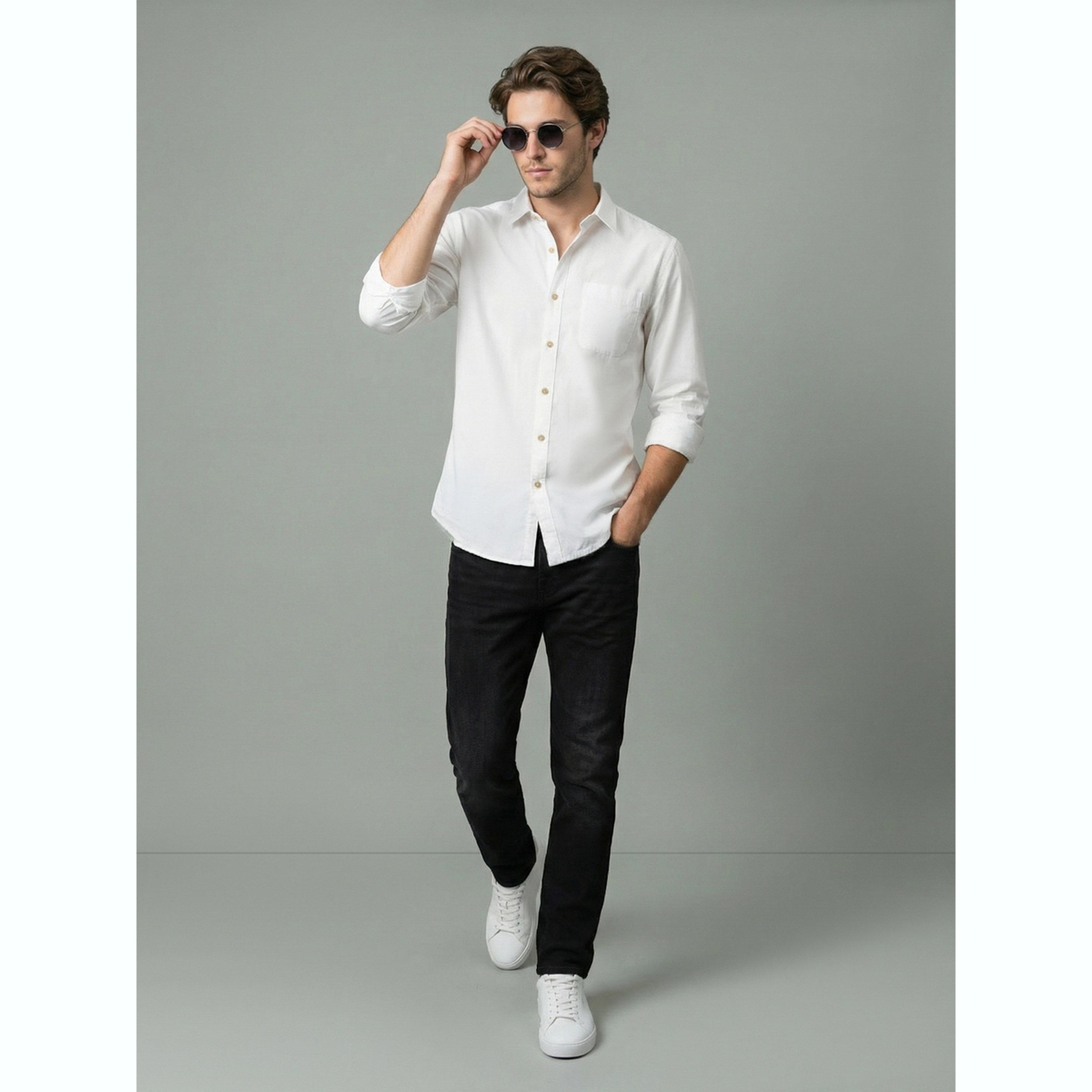 قميص أبيض بياقة مفرودة-men-clothing-shirts-image-2