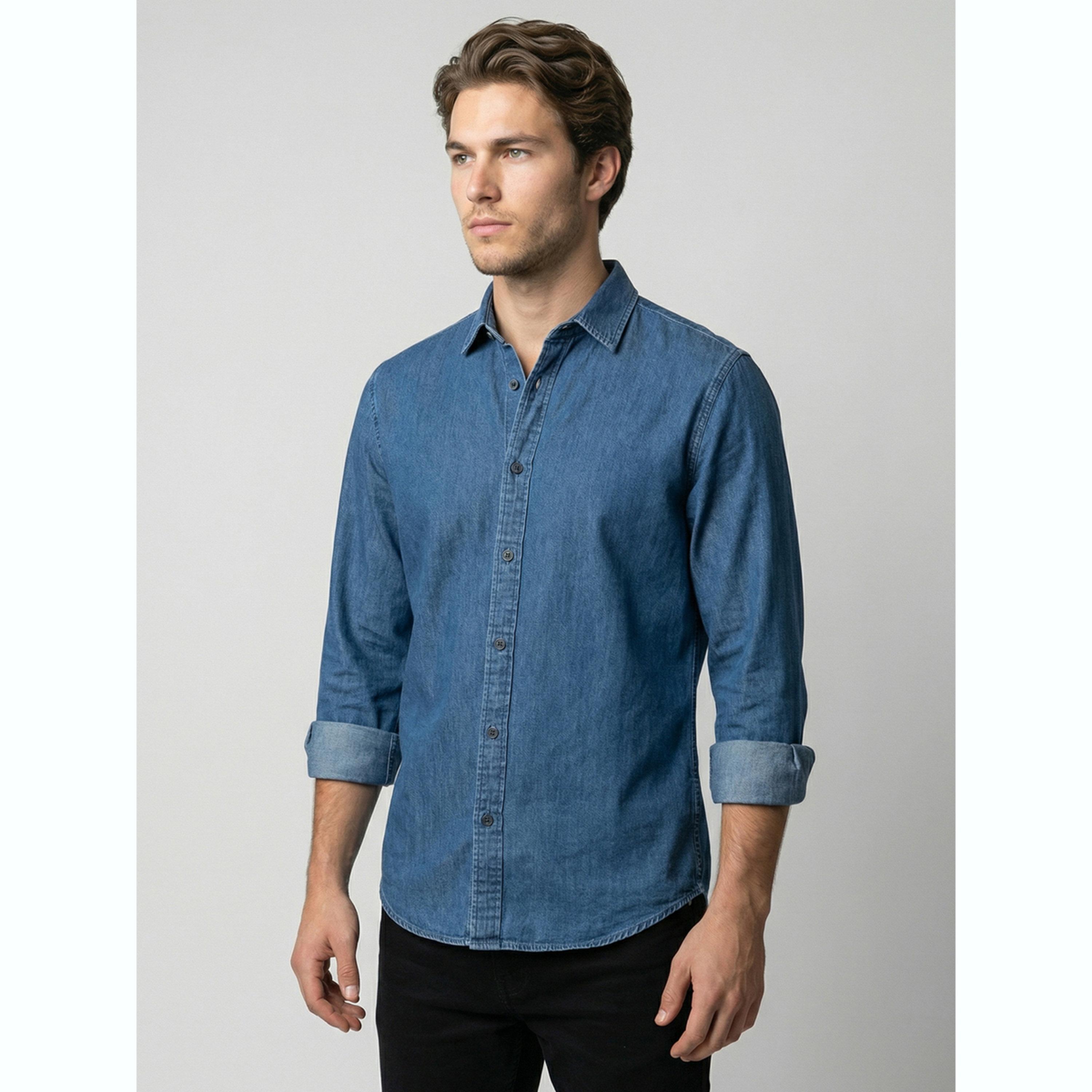 قميص دنيم رجالي أزرق بأكمام طويلة-men-clothing-shirts-image-3