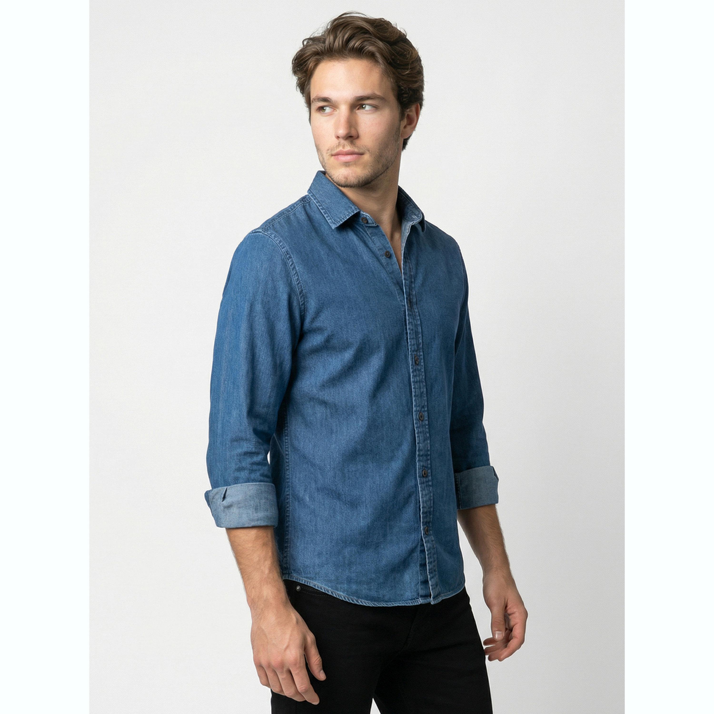 قميص دنيم رجالي أزرق بأكمام طويلة-men-clothing-shirts-image-4