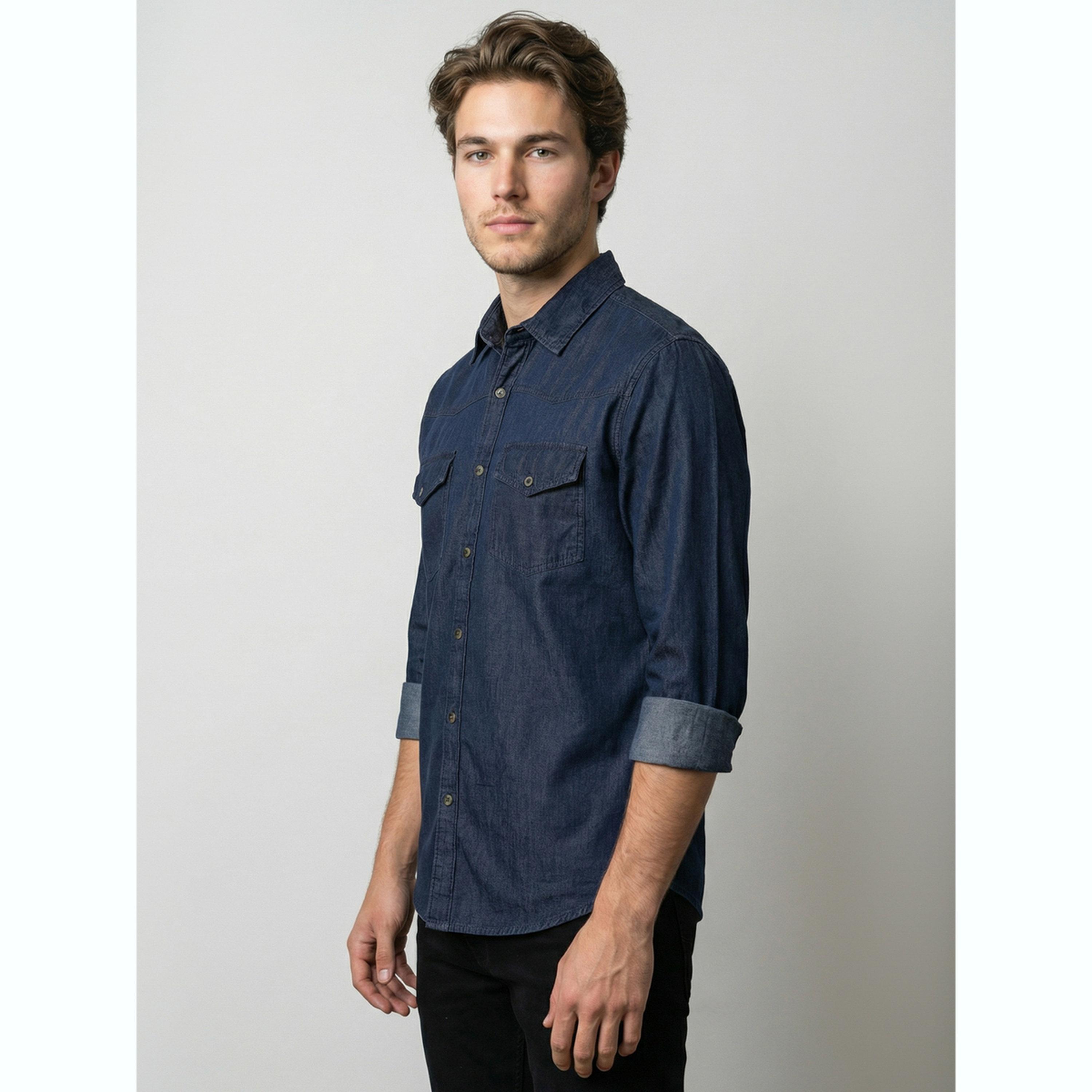 قميص دنيم رجالي أزرق بأكمام طويلة-men-clothing-shirts-image-3