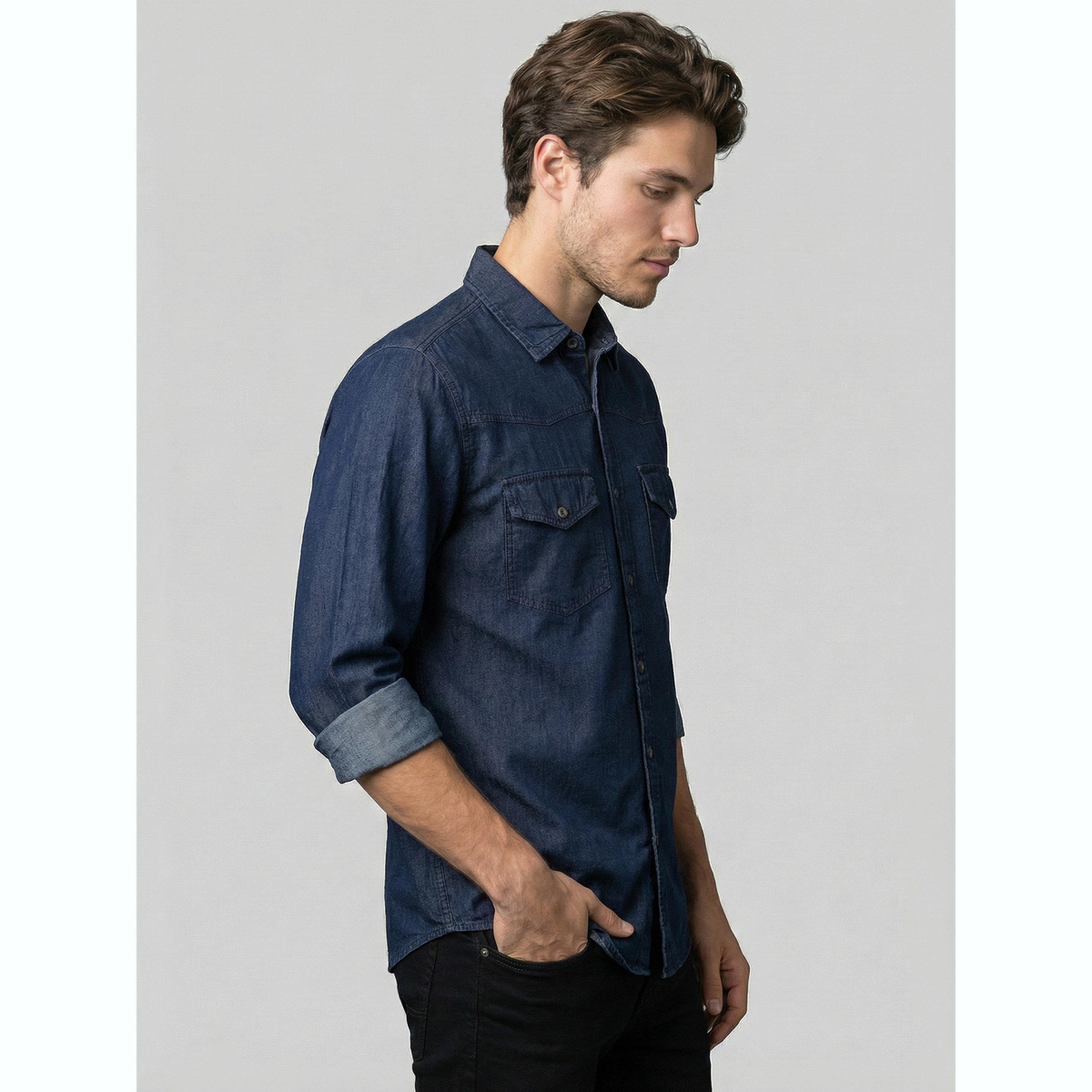 قميص دنيم رجالي أزرق بأكمام طويلة-men-clothing-shirts-image-4
