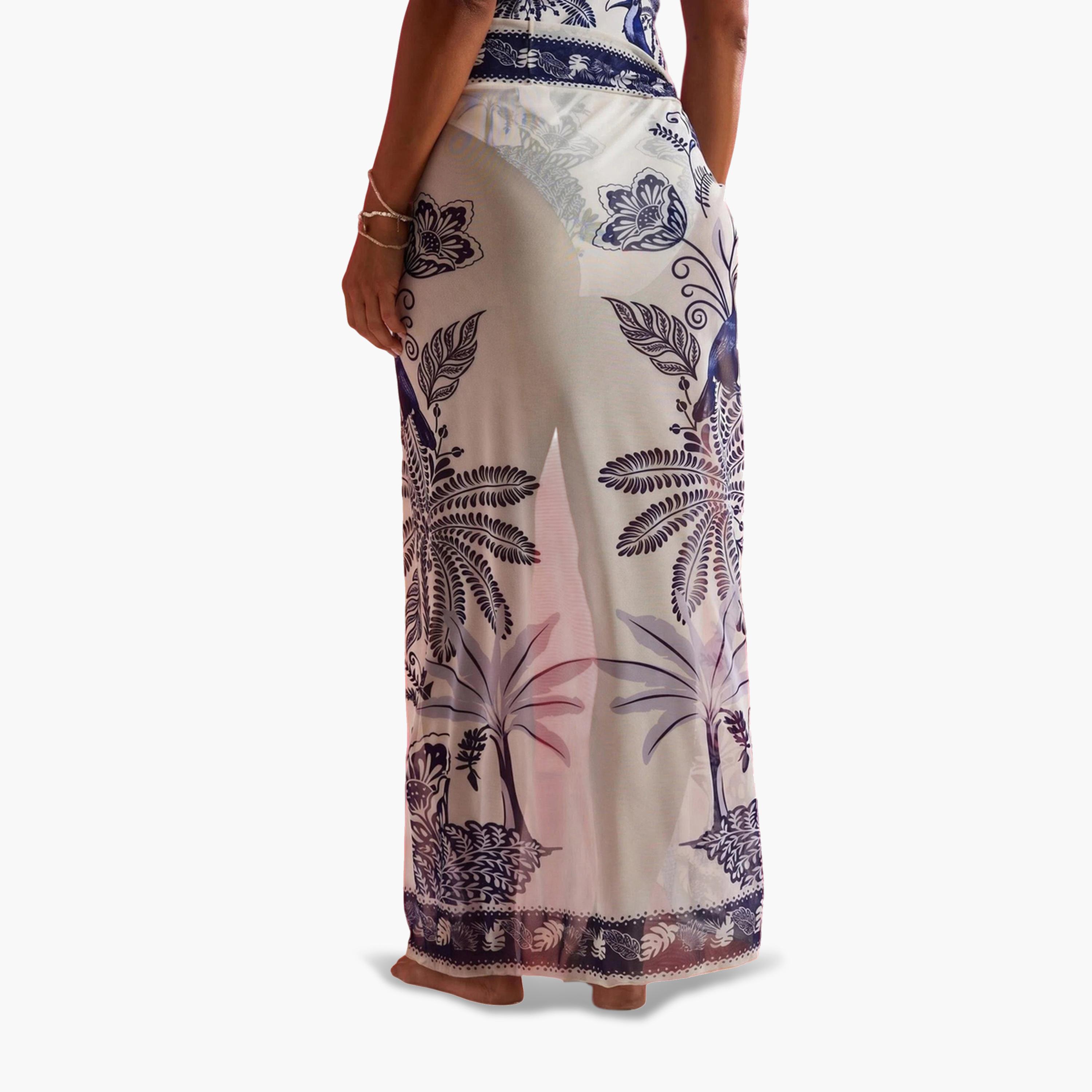 Styli Pack of 2 - Tropical Border Print V Neck Plunge Swimsuit and Tie Waist Sarong-women-clothing-swimandbeach-swim-swimsuits-image-4