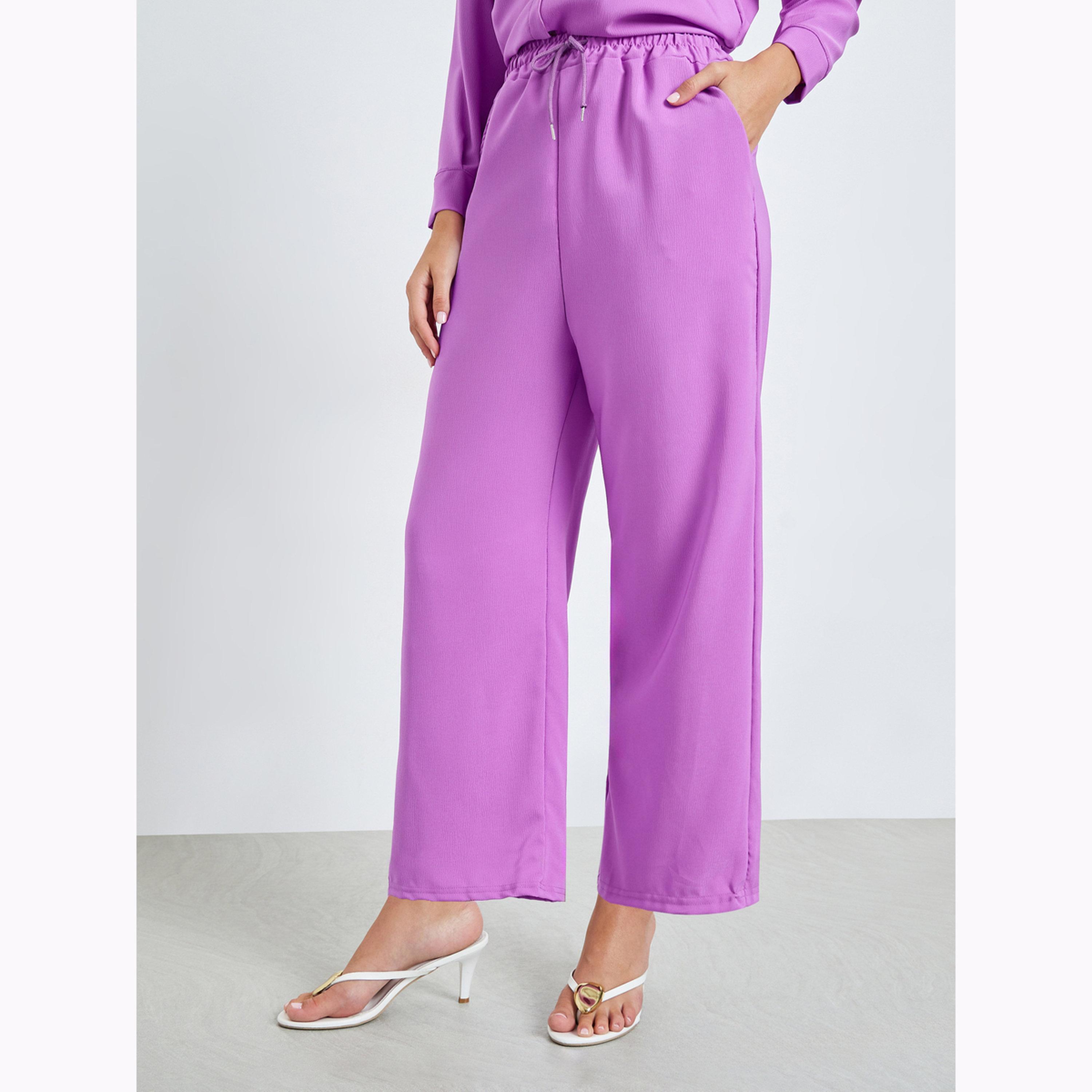 Amirah X Styli Purple Solid Shirt and Trousers Set-women-arabicclothing-sets-image-5