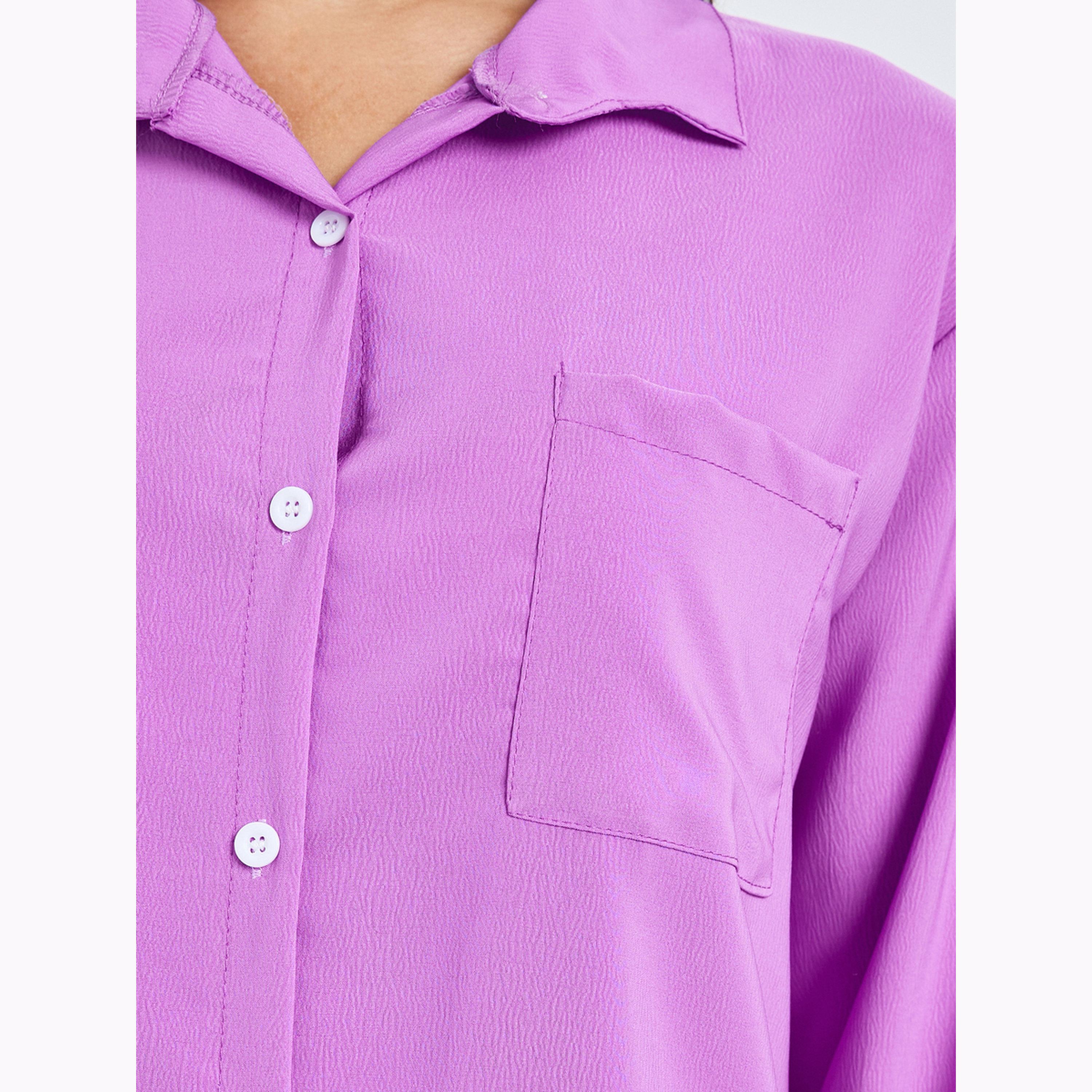 Amirah X Styli Purple Solid Shirt and Trousers Set-women-arabicclothing-sets-image-6