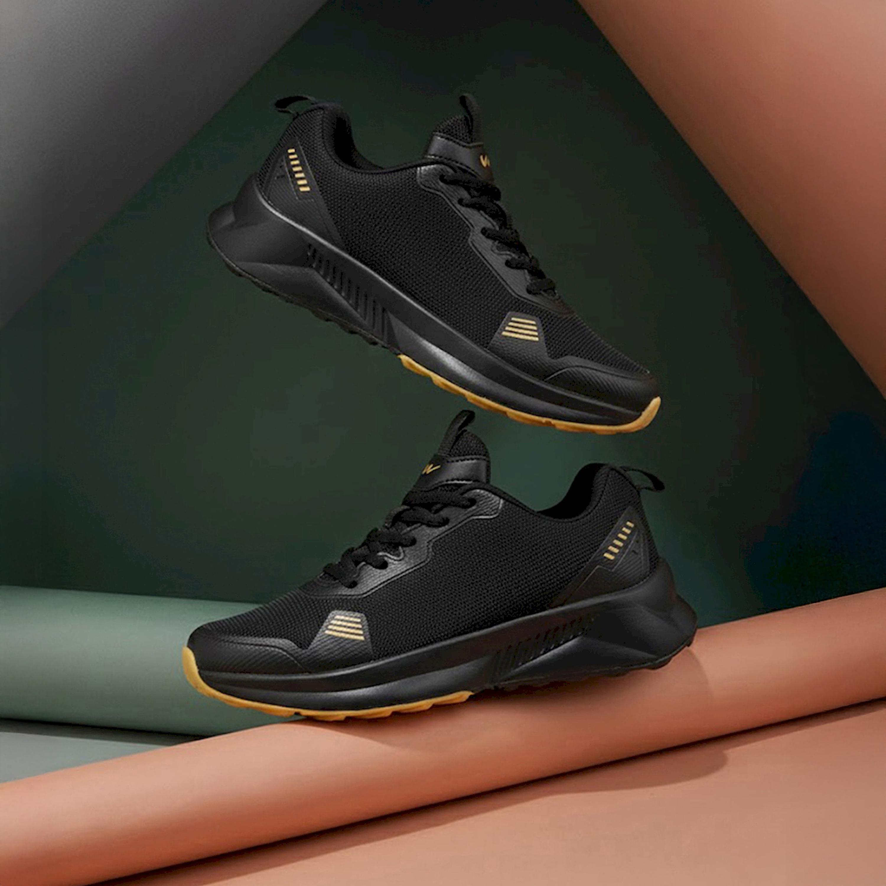 Campus Black Low-Top Lace-Up Sneakers-sports-men-shoes-image-2