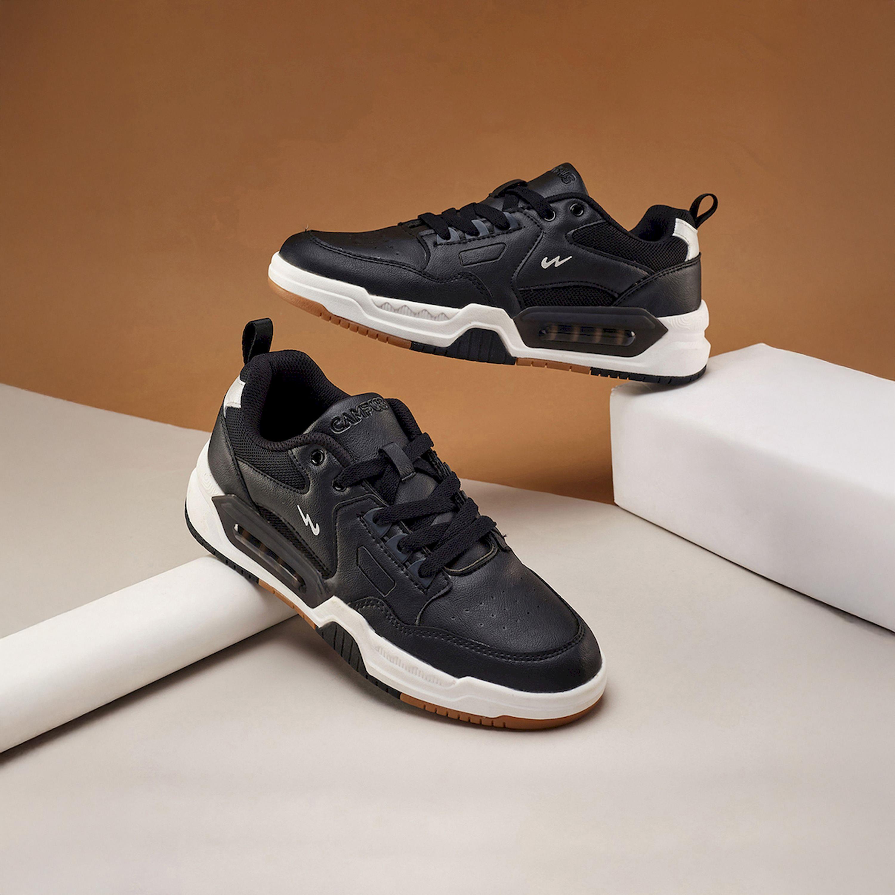 Campus Black Low-Top Lace-Up Sneakers-sports-men-shoes-image-3