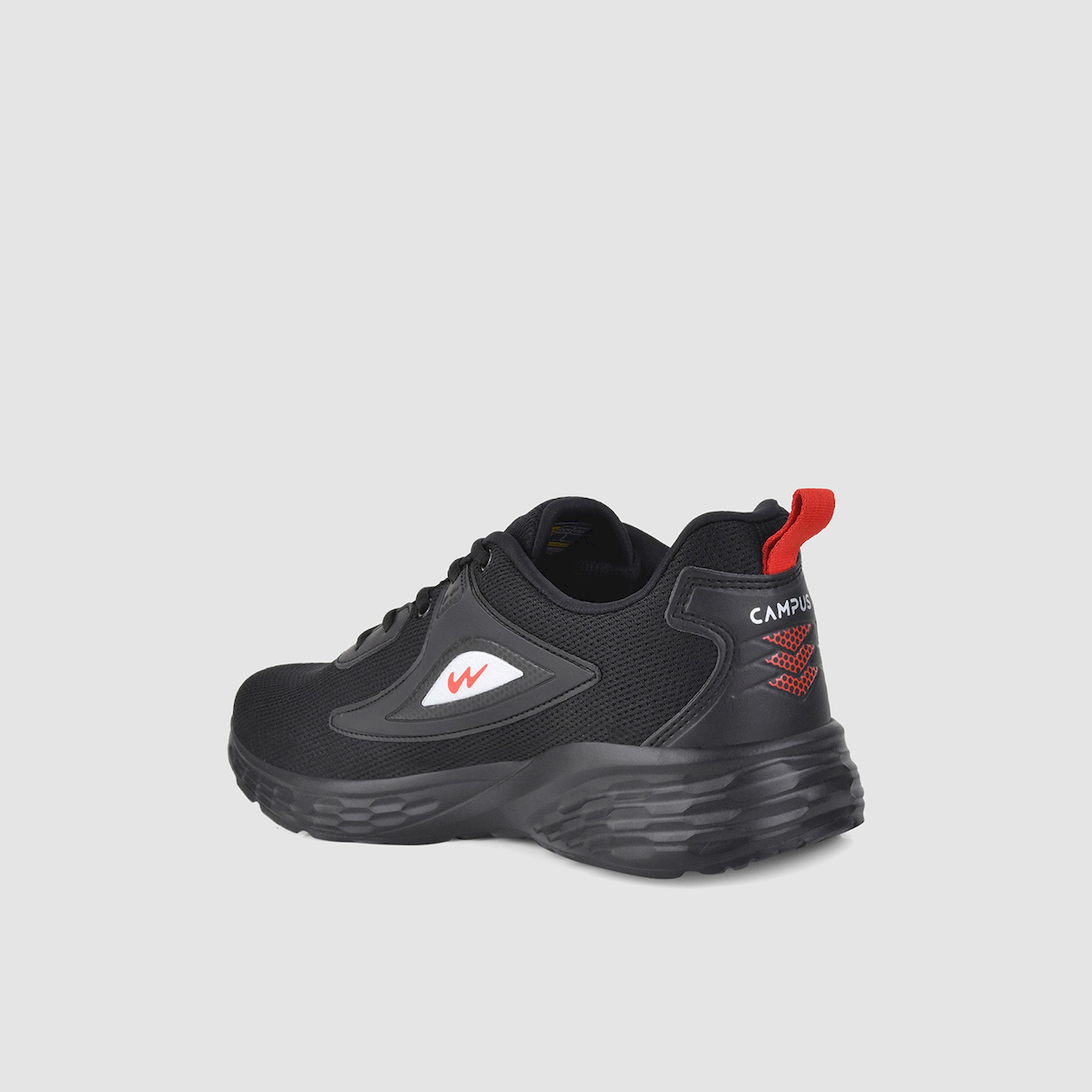 Campus Black Low-Top Lace-Up Sneakers-sports-men-shoes-image-3