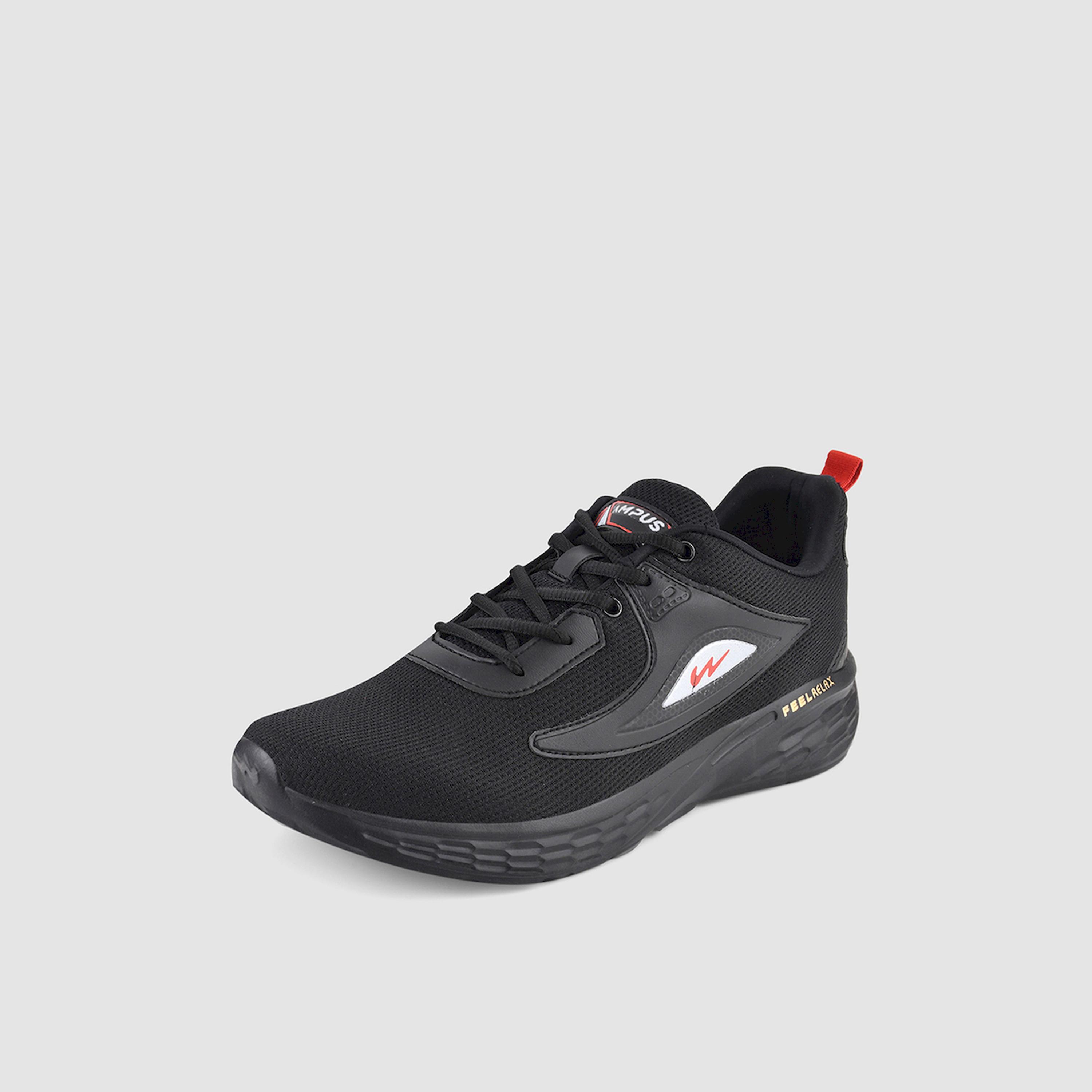Campus Black Low-Top Lace-Up Sneakers-sports-men-shoes-image-4