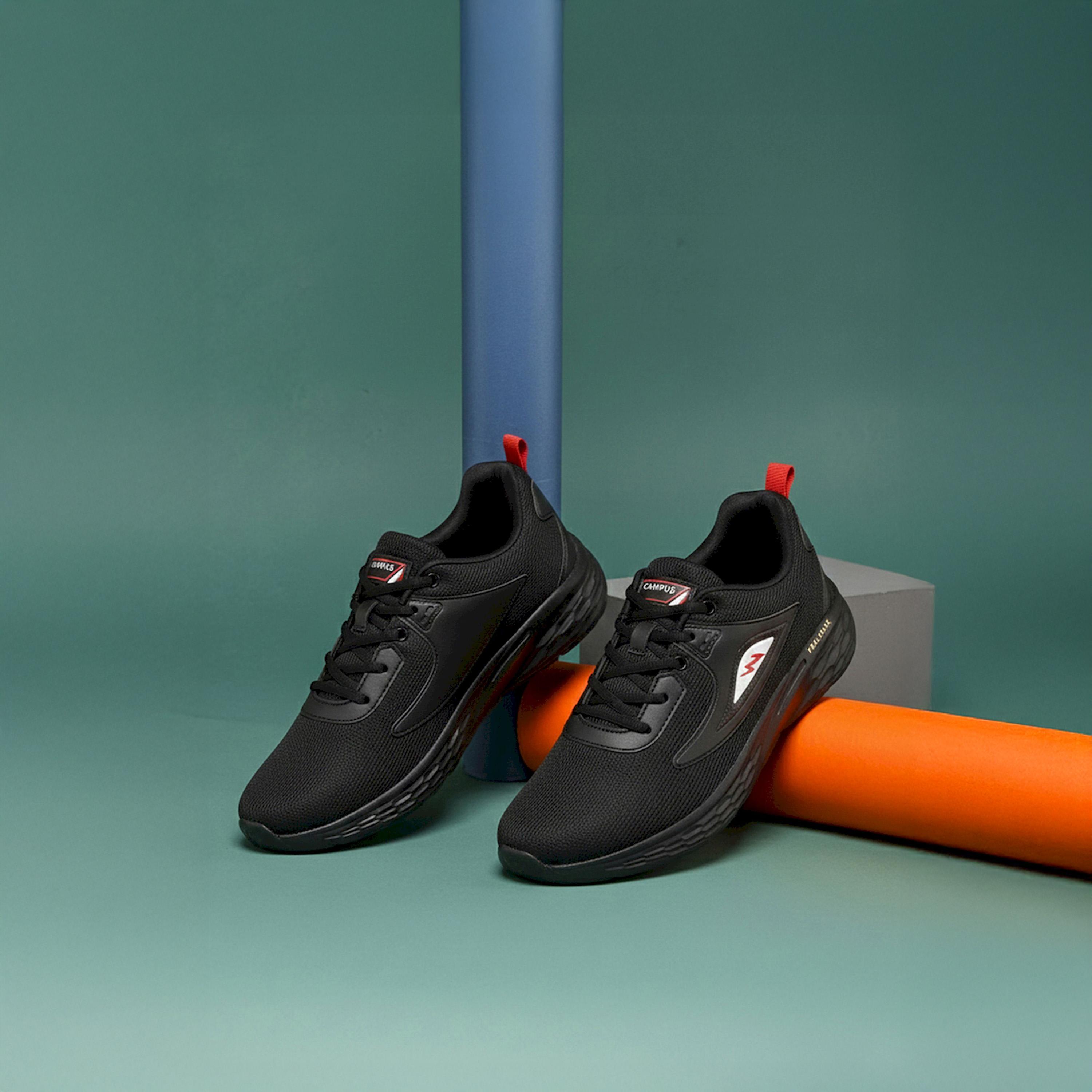Campus Black Low-Top Lace-Up Sneakers-sports-men-shoes-image-6