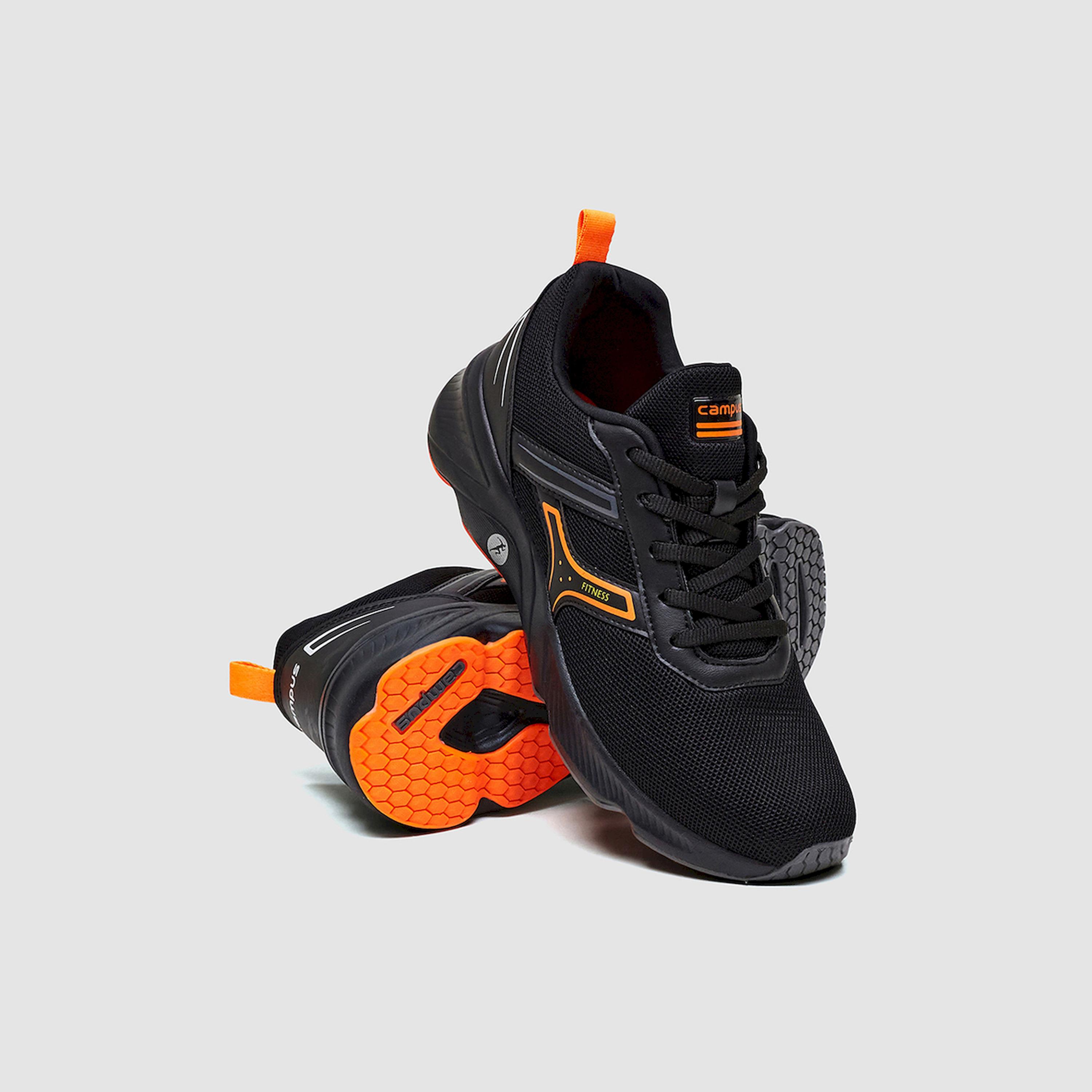 Campus Black Low-Top Lace-Up Sneakers-sports-men-shoes-image-1