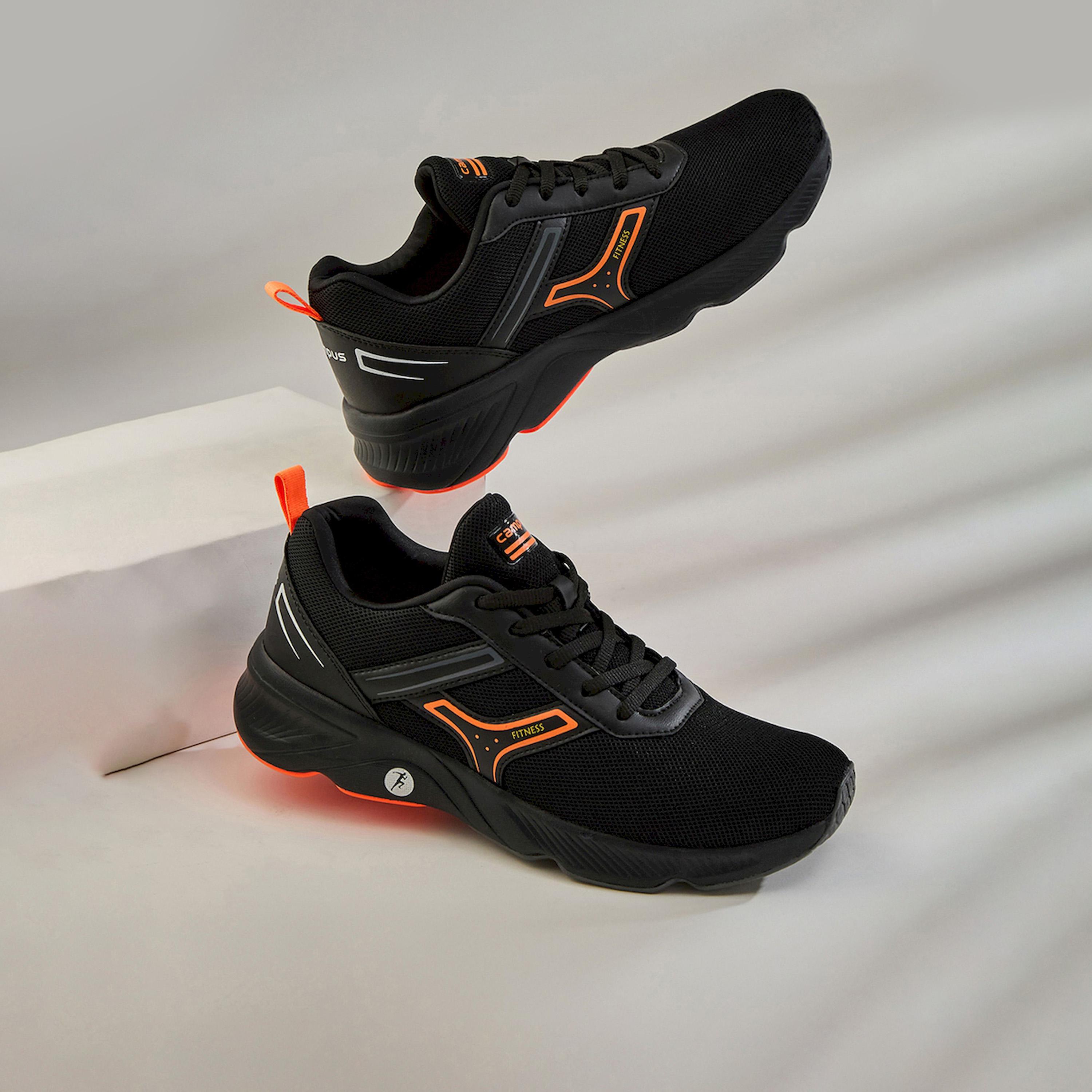 Campus Black Low-Top Lace-Up Sneakers-sports-men-shoes-image-4