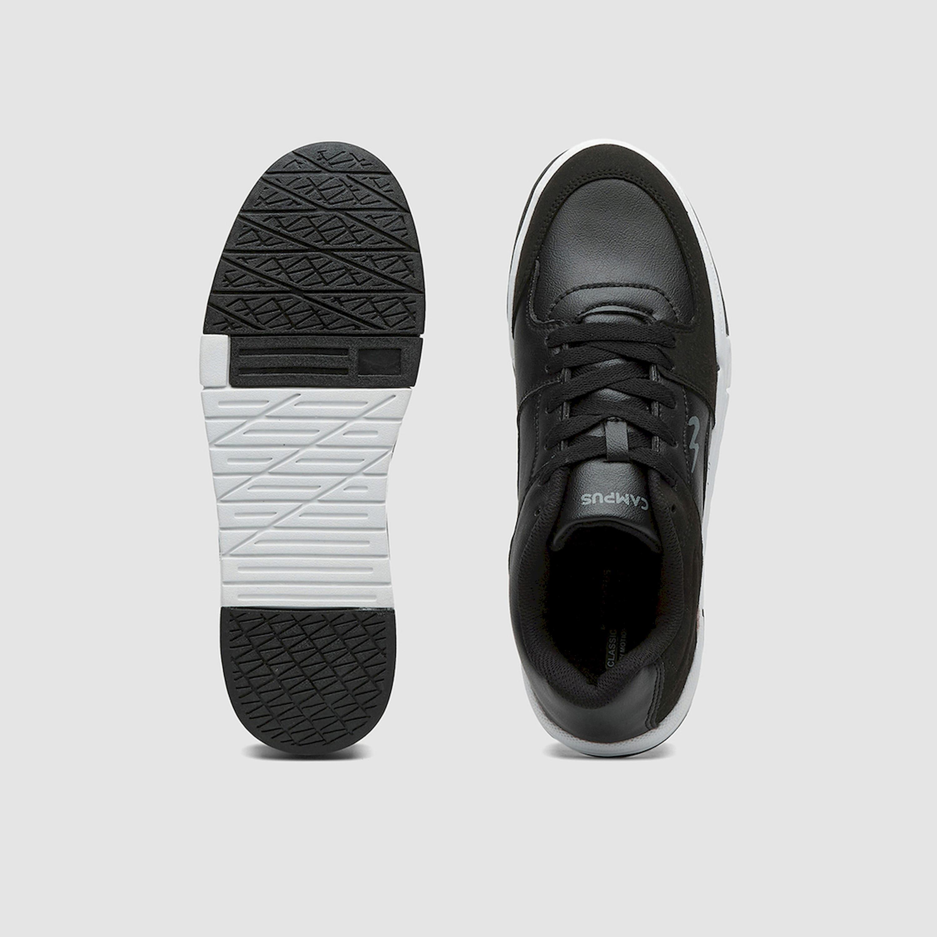 Campus Black Low-Top Lace-Up Sneakers-sports-men-shoes-image-3