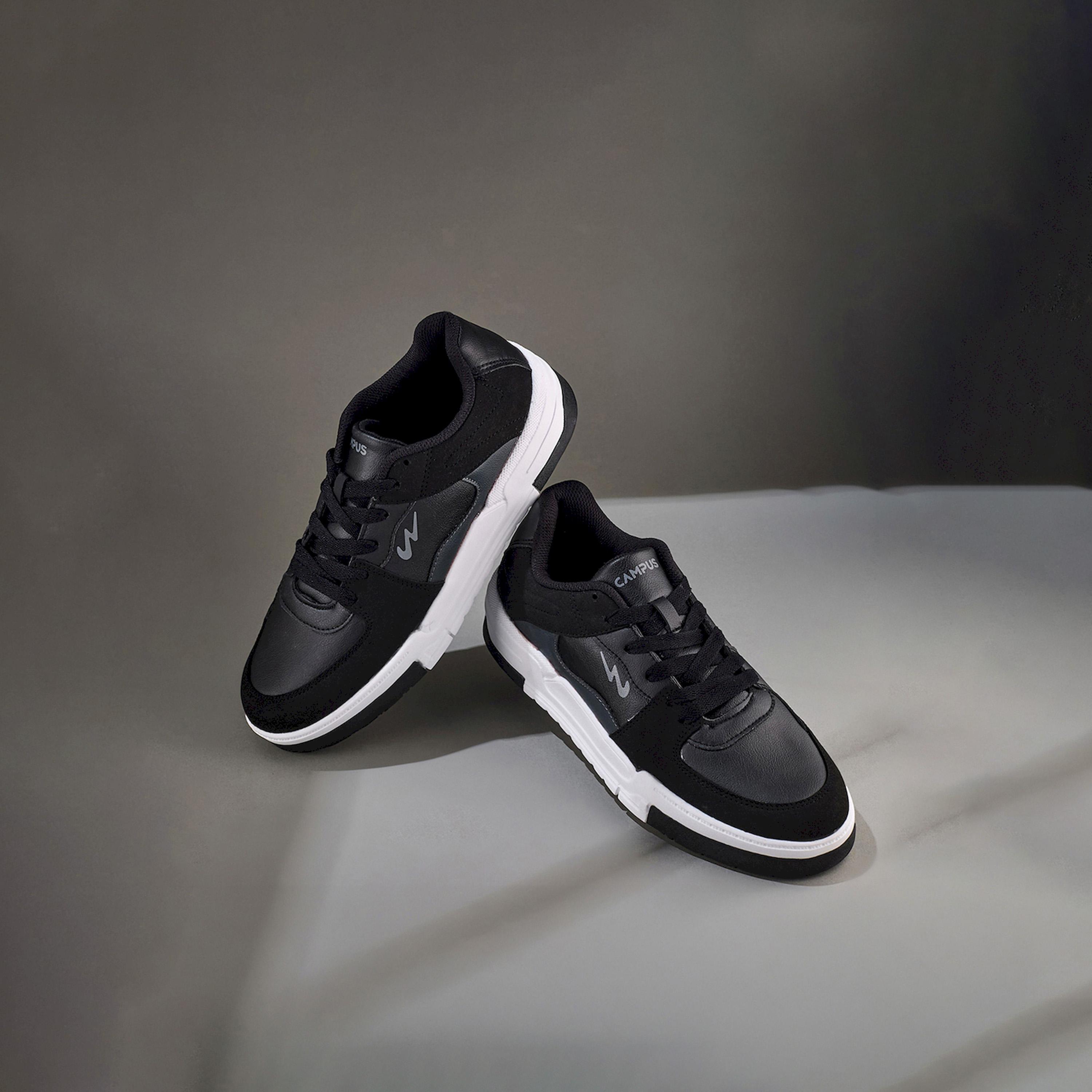 Campus Black Low-Top Lace-Up Sneakers-sports-men-shoes-image-4