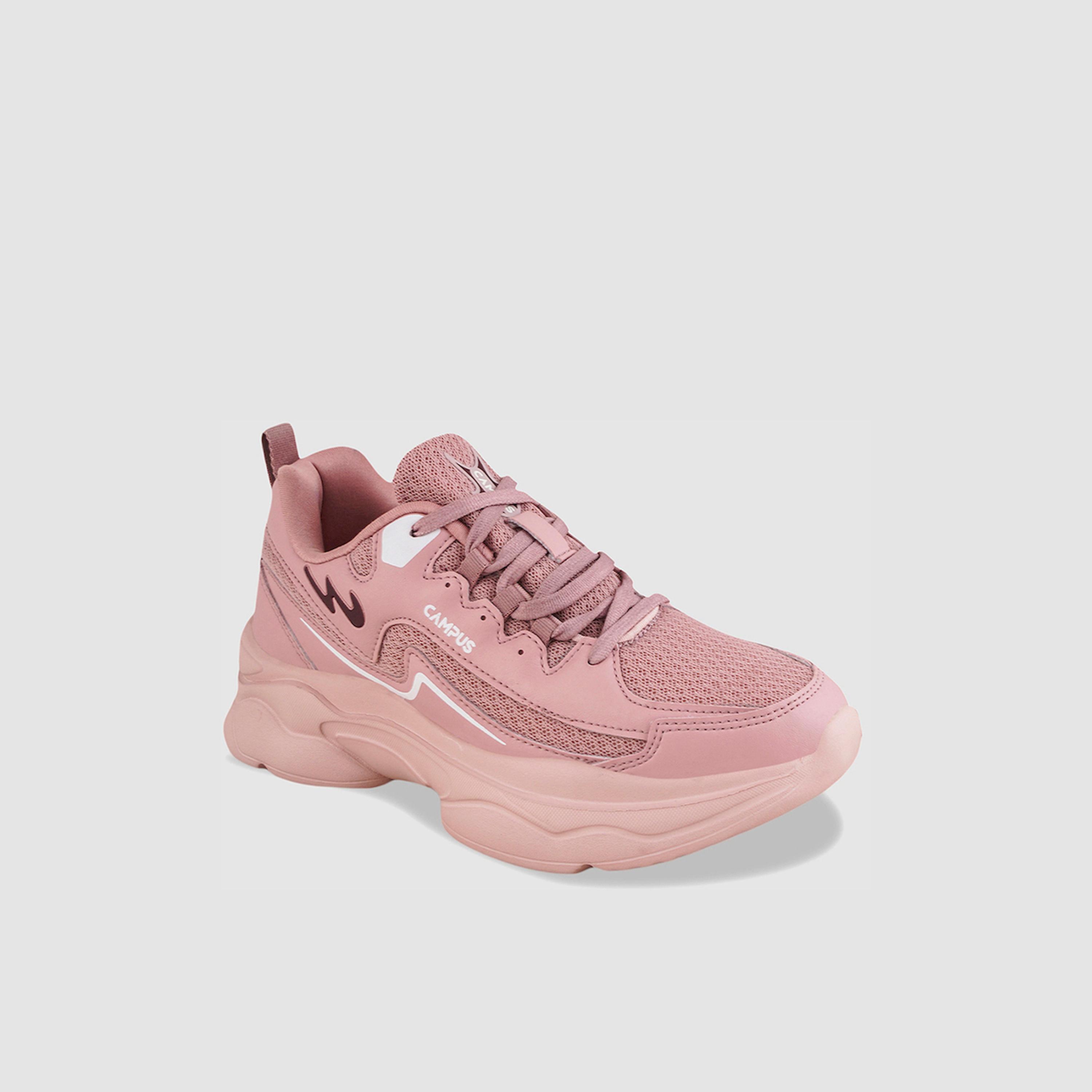 Campus Pink Textured Lace Up Sneakers-women-shoes-sneakers-image-4