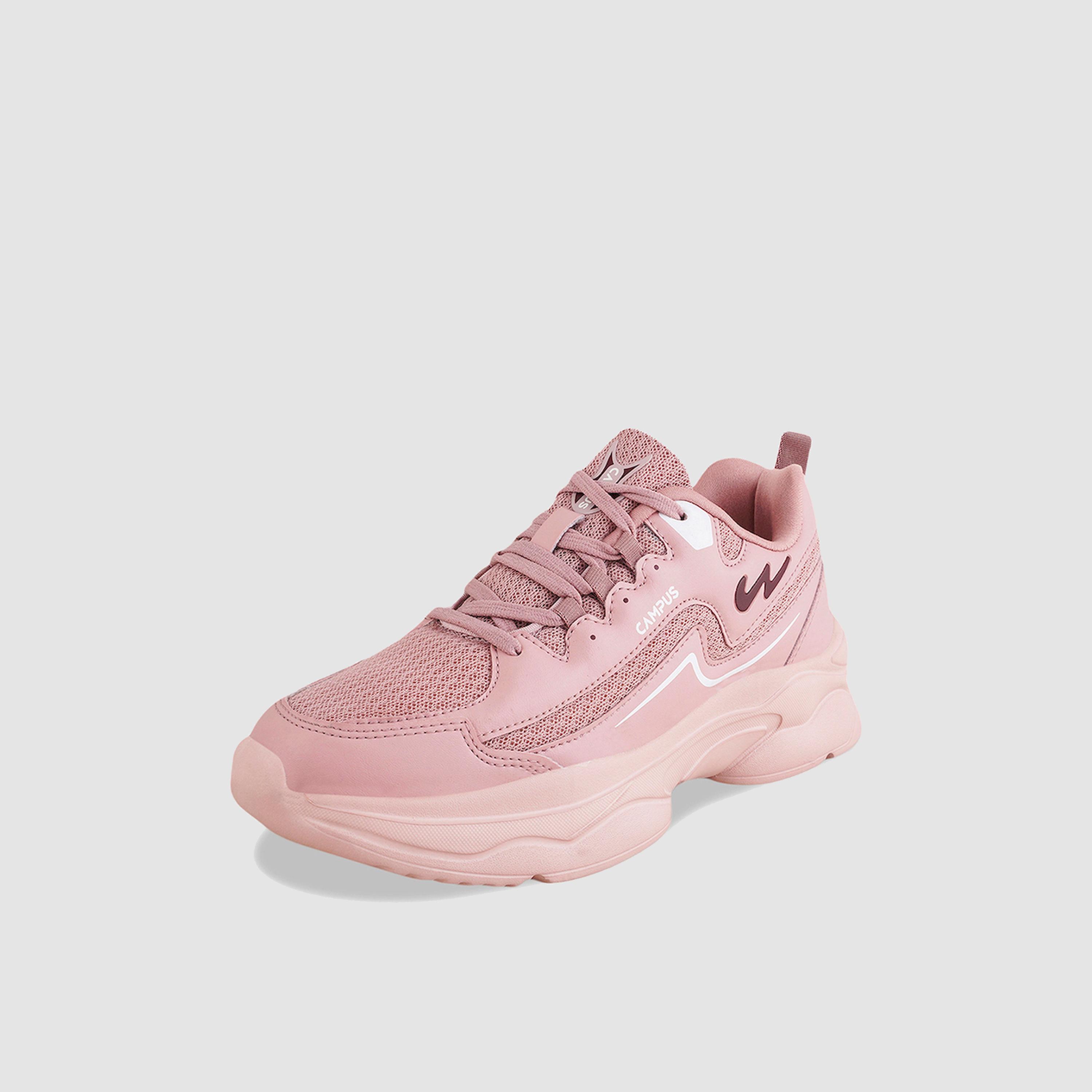 Campus Pink Textured Lace Up Sneakers-women-shoes-sneakers-image-5