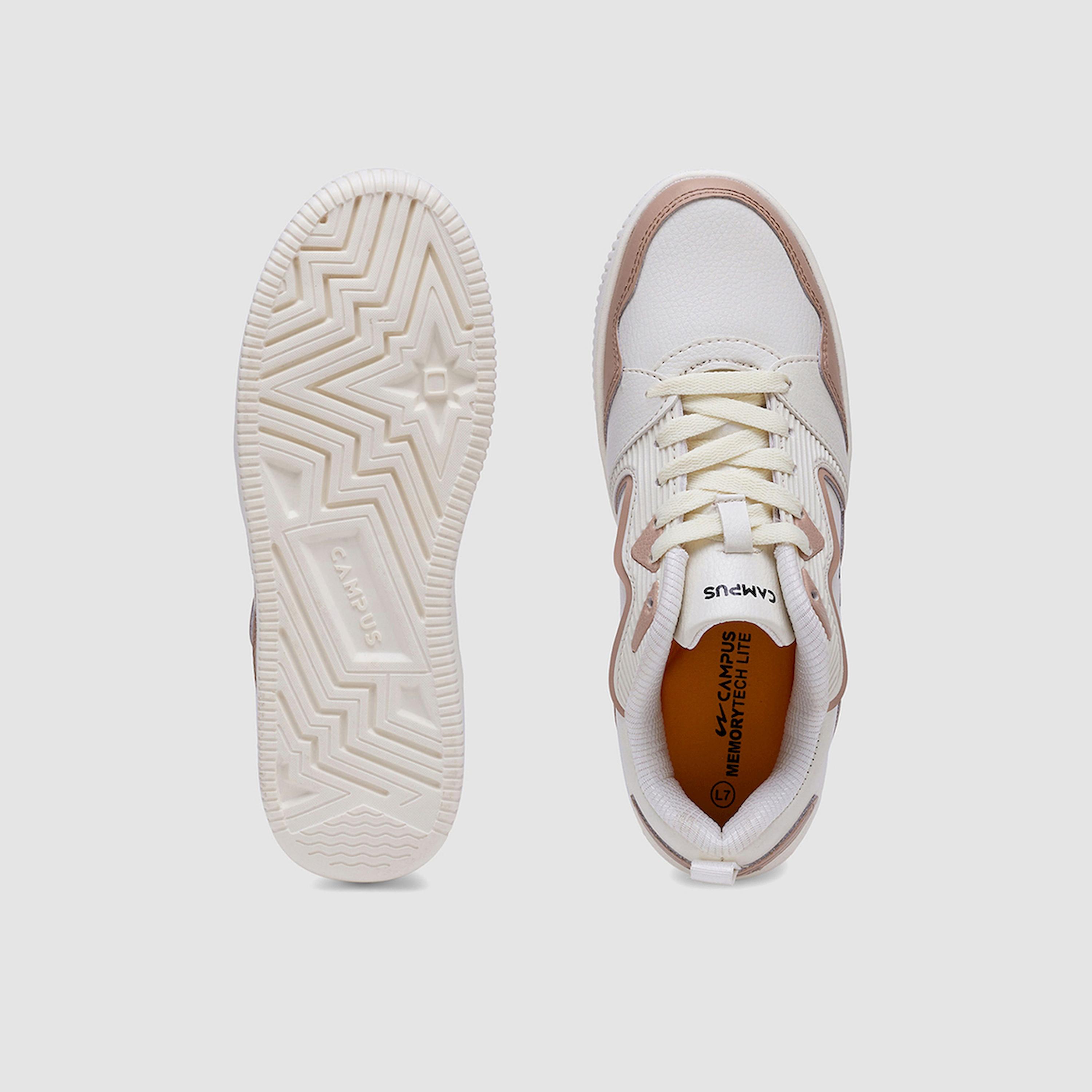 Campus White Panelled Low Top Sneakers-women-shoes-sneakers-image-3